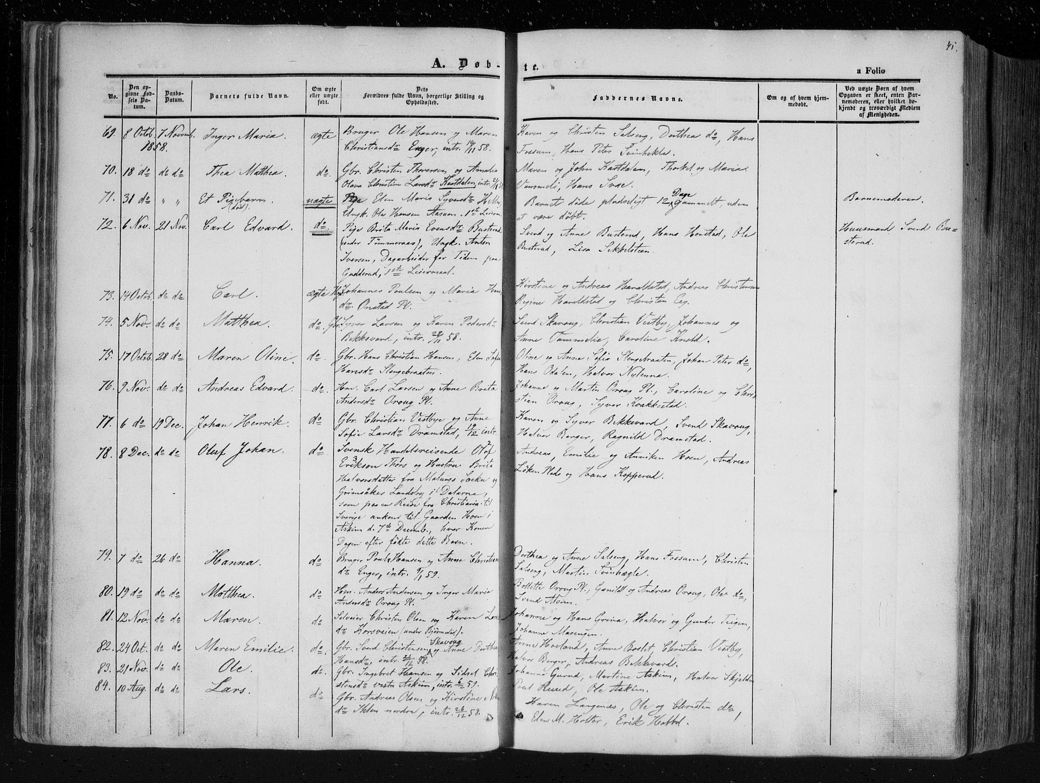 Askim prestekontor Kirkebøker, AV/SAO-A-10900/F/Fa/L0005: Parish register (official) no. 5, 1847-1879, p. 41