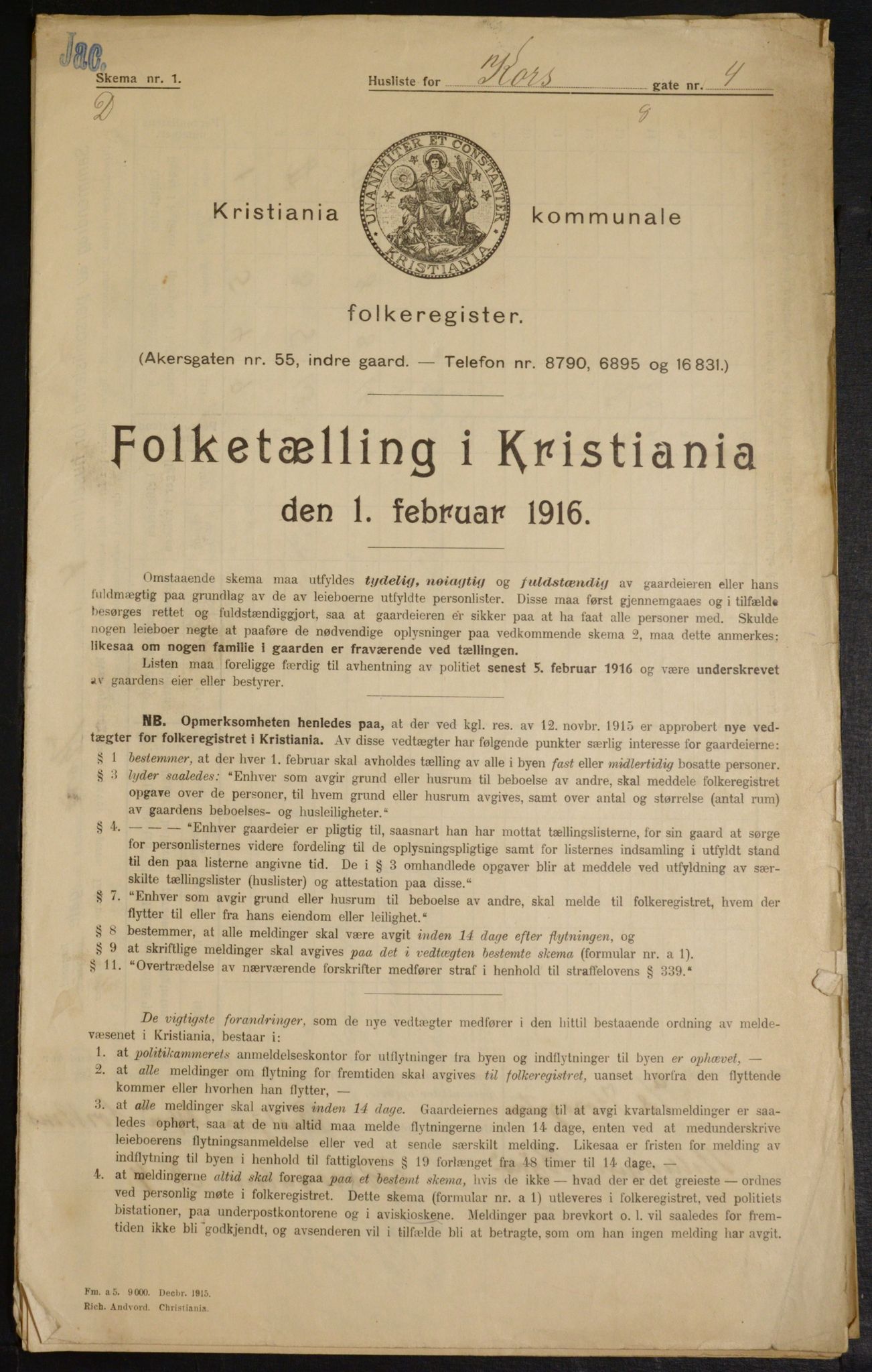 OBA, Municipal Census 1916 for Kristiania, 1916, p. 54572