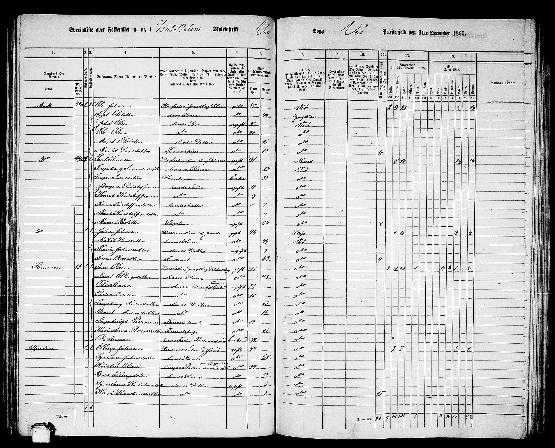 RA, 1865 census for Veøy, 1865, p. 38