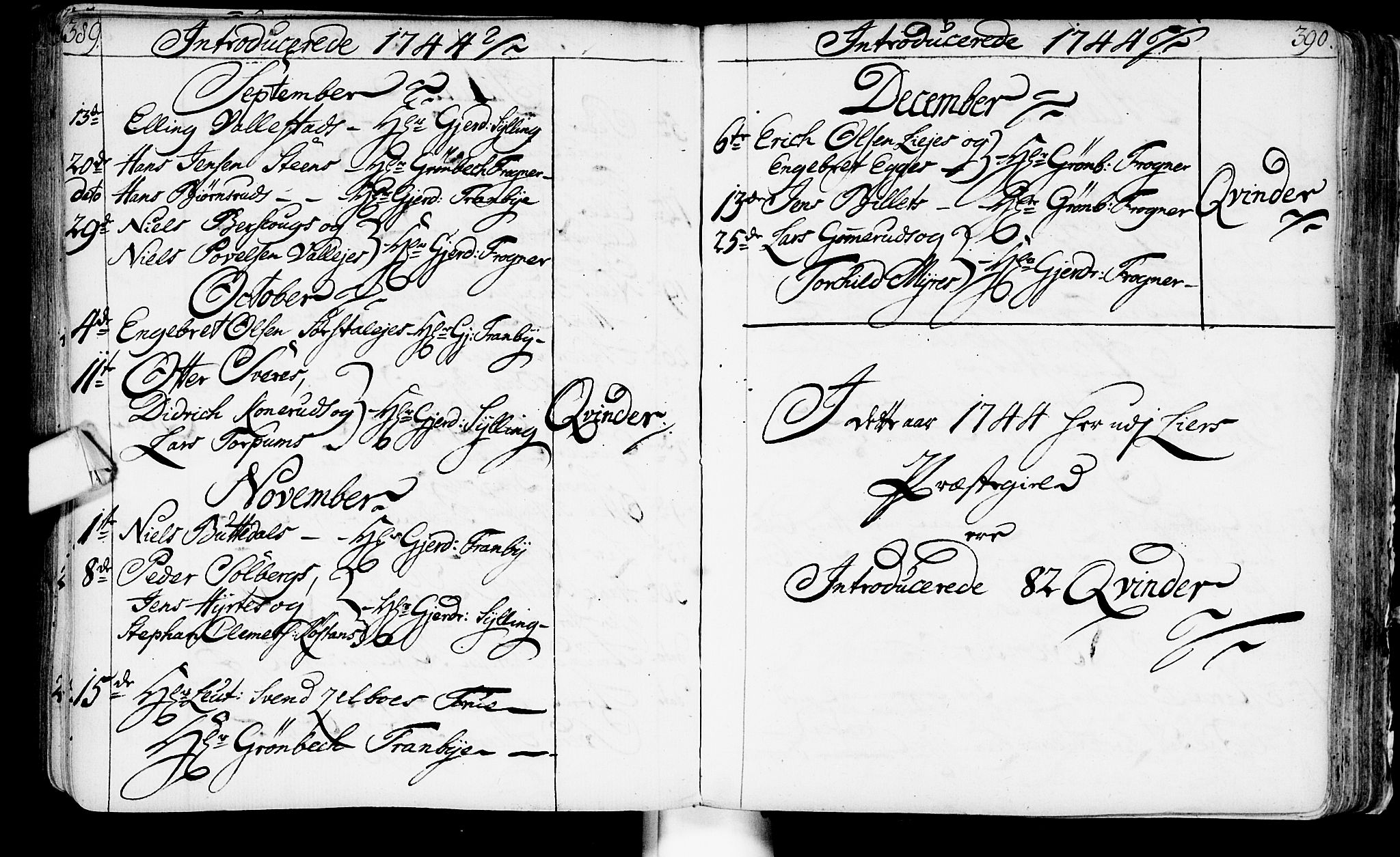 Lier kirkebøker, SAKO/A-230/F/Fa/L0003: Parish register (official) no. I 3, 1727-1748, p. 389-390