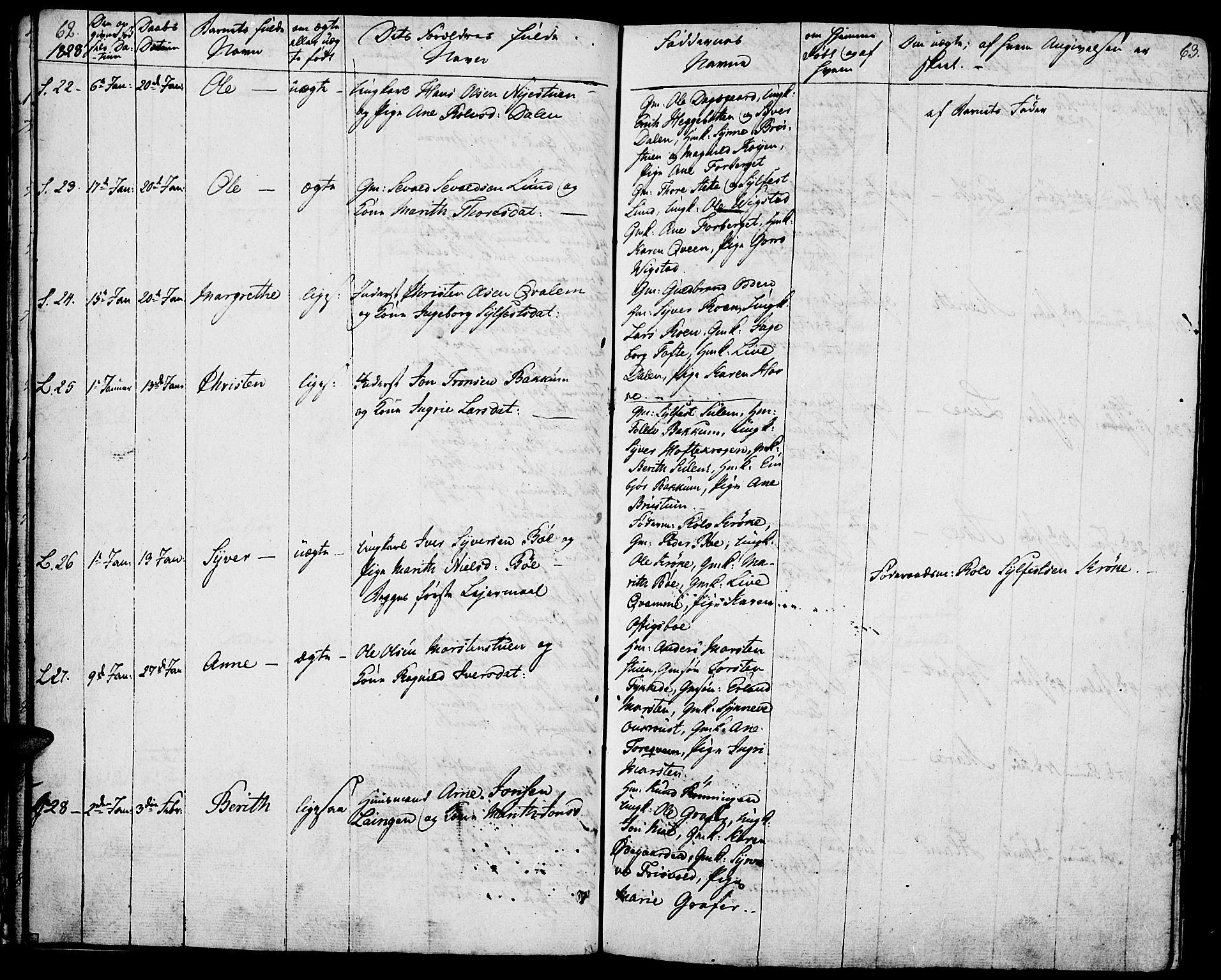 Lom prestekontor, SAH/PREST-070/K/L0005: Parish register (official) no. 5, 1825-1837, p. 62-63