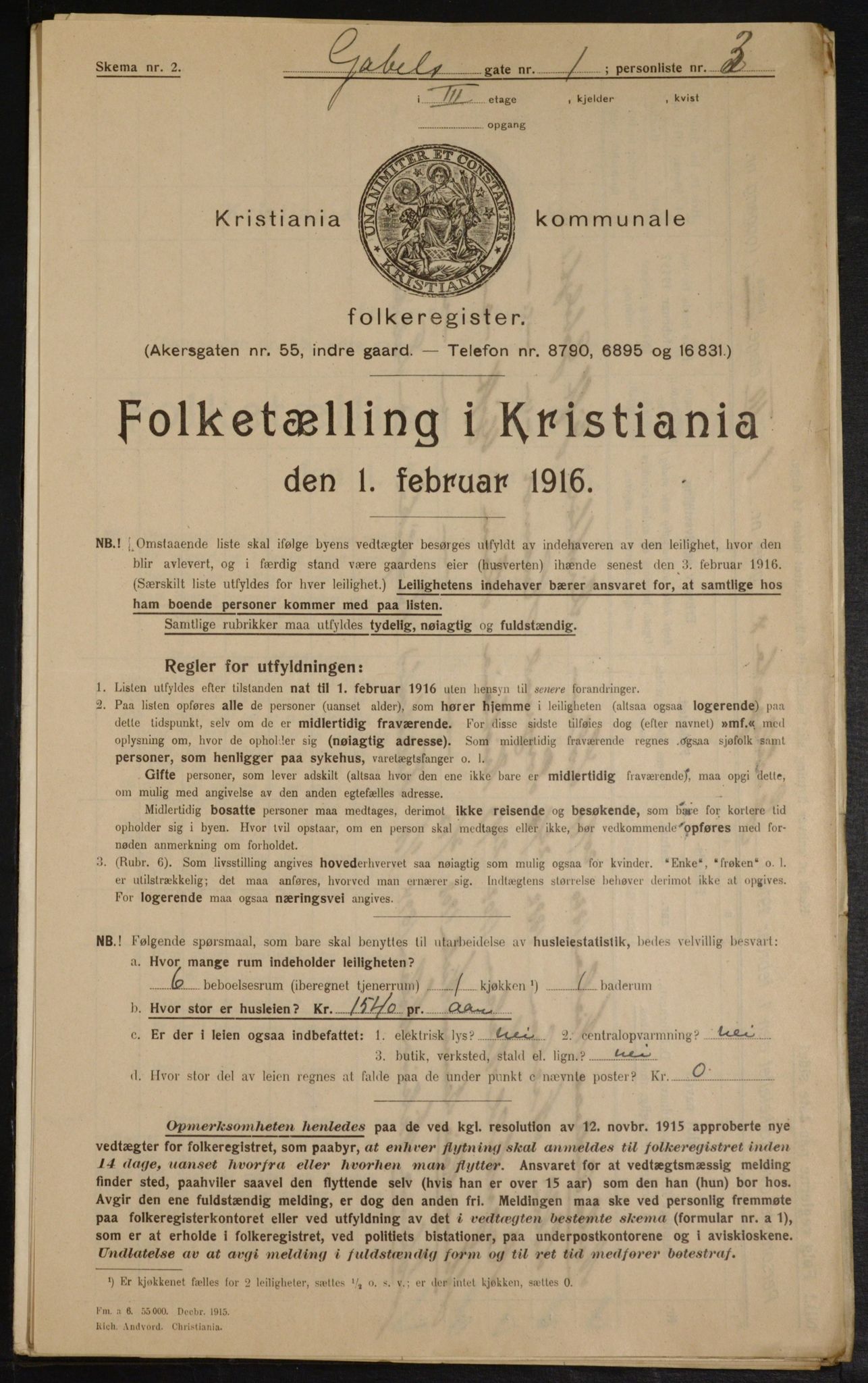 OBA, Municipal Census 1916 for Kristiania, 1916, p. 29078