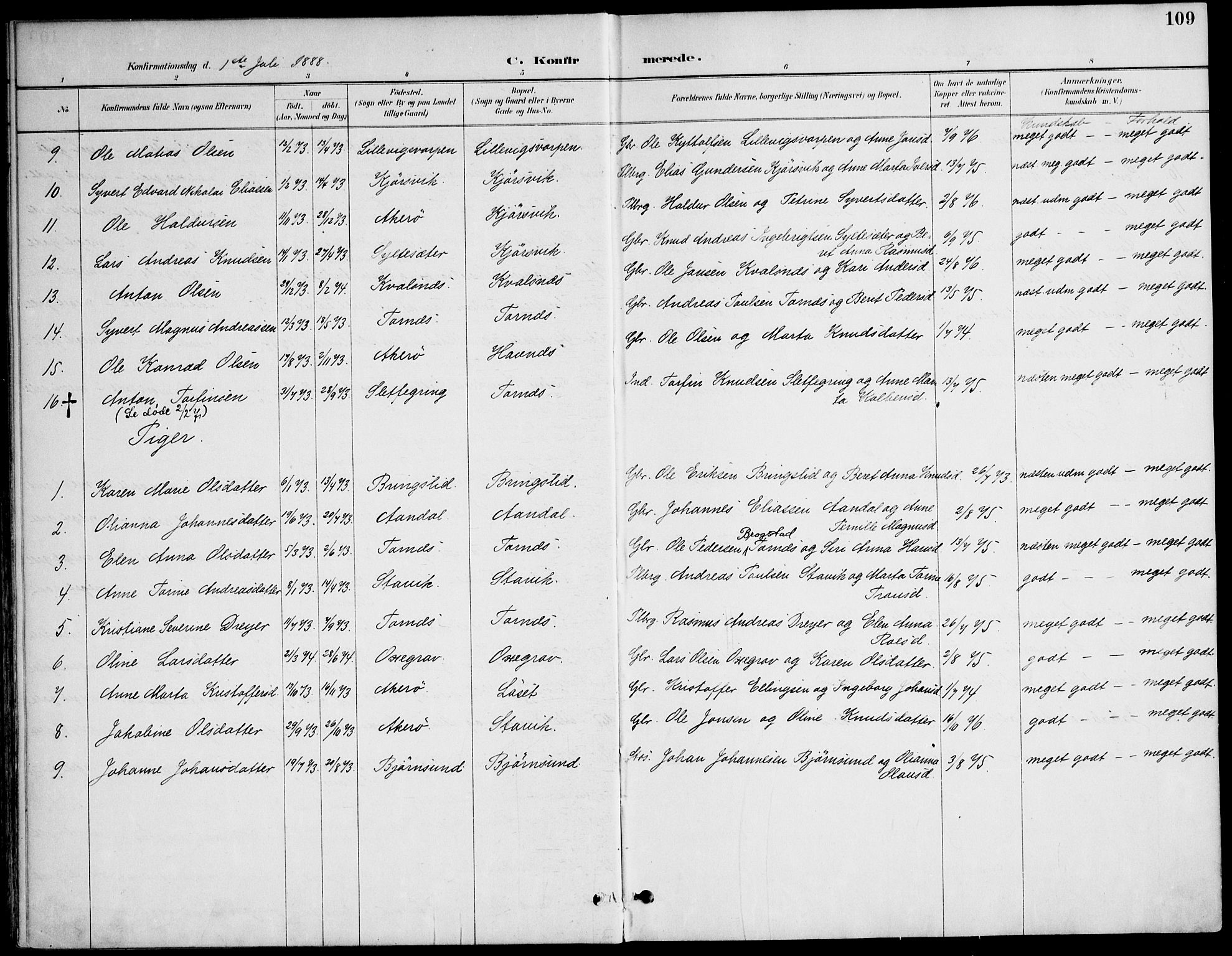 Ministerialprotokoller, klokkerbøker og fødselsregistre - Møre og Romsdal, AV/SAT-A-1454/565/L0750: Parish register (official) no. 565A04, 1887-1905, p. 109