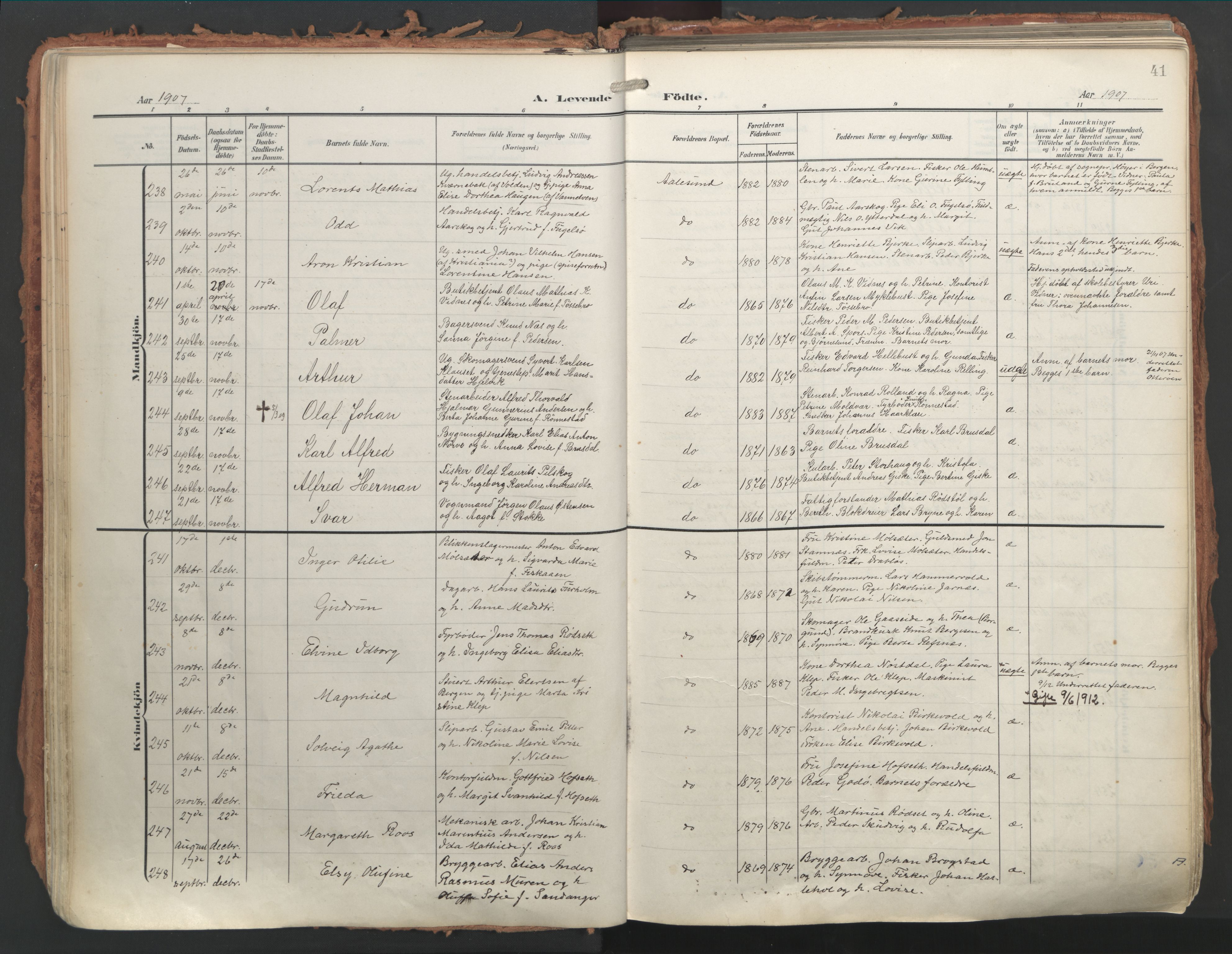 Ministerialprotokoller, klokkerbøker og fødselsregistre - Møre og Romsdal, AV/SAT-A-1454/529/L0460: Parish register (official) no. 529A10, 1906-1917, p. 41
