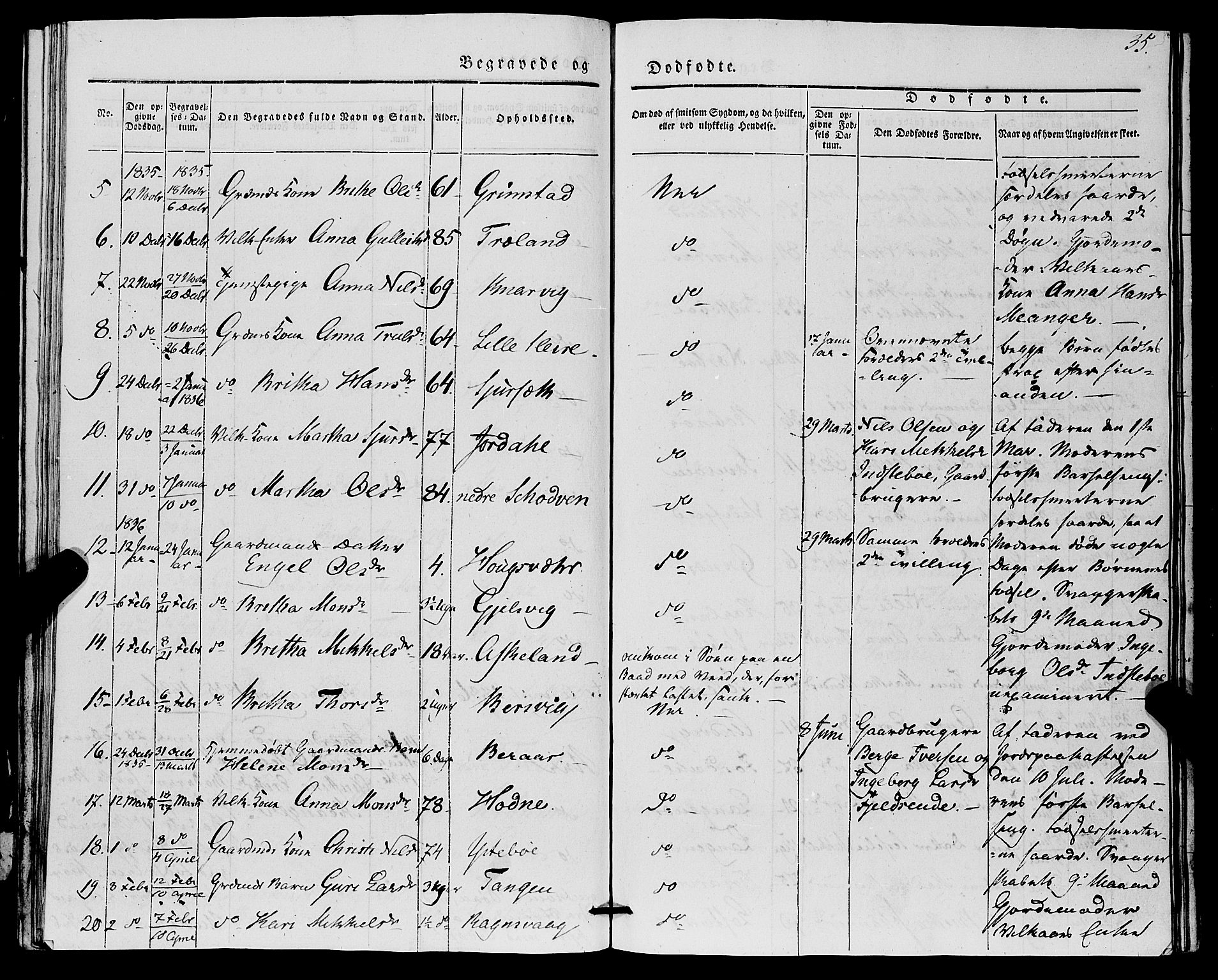 Lindås Sokneprestembete, SAB/A-76701/H/Haa: Parish register (official) no. A 14, 1835-1847, p. 35