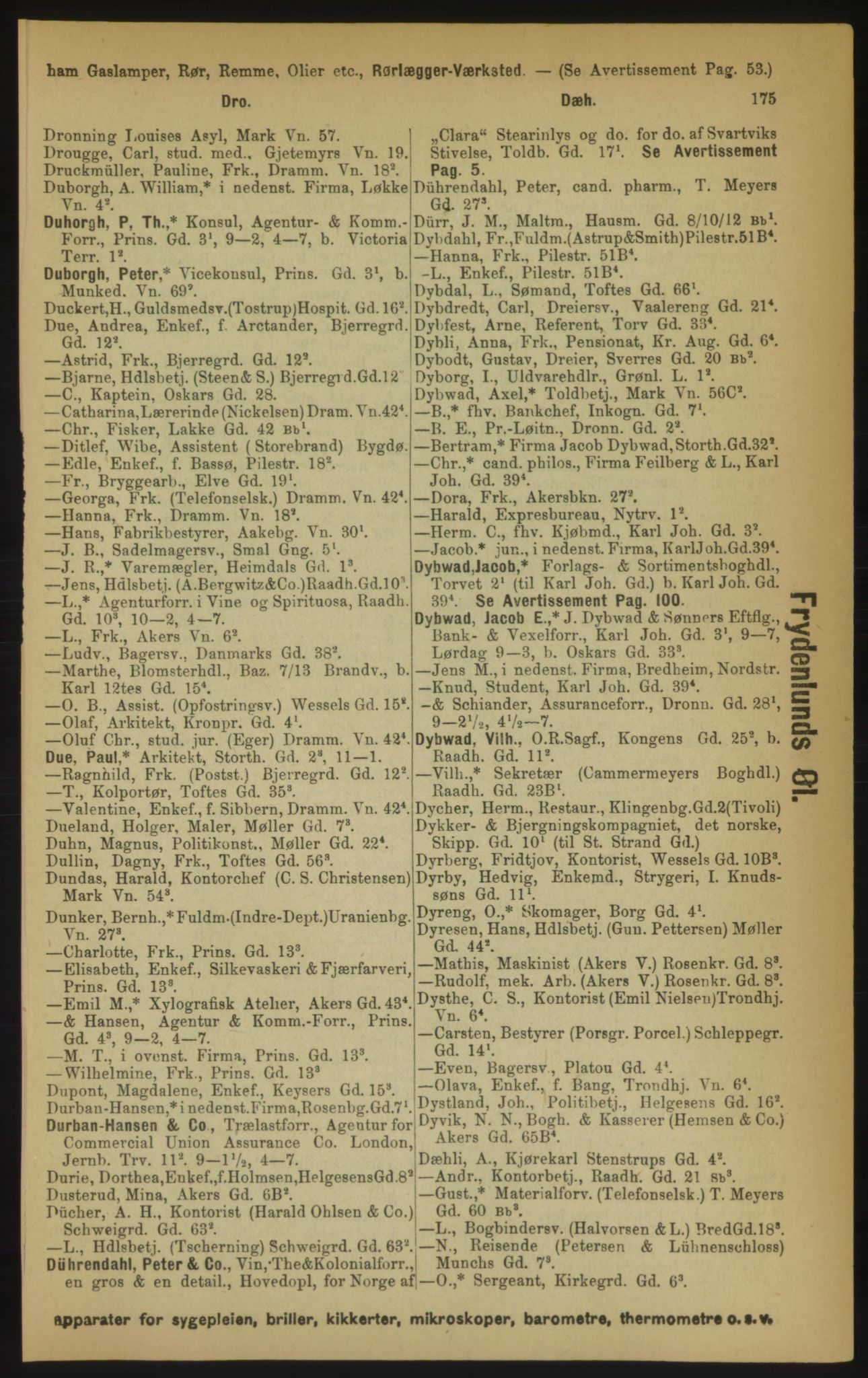 Kristiania/Oslo adressebok, PUBL/-, 1891, p. 175