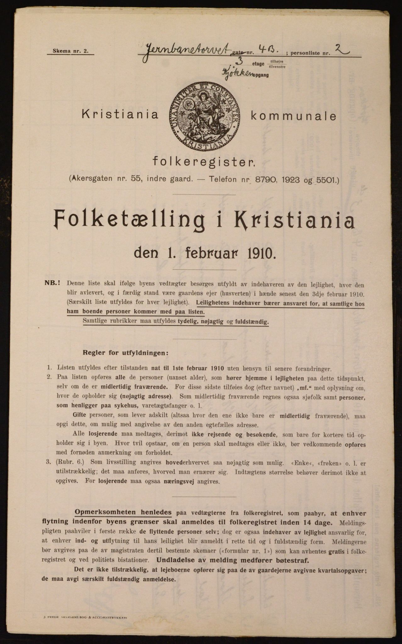 OBA, Municipal Census 1910 for Kristiania, 1910, p. 45616