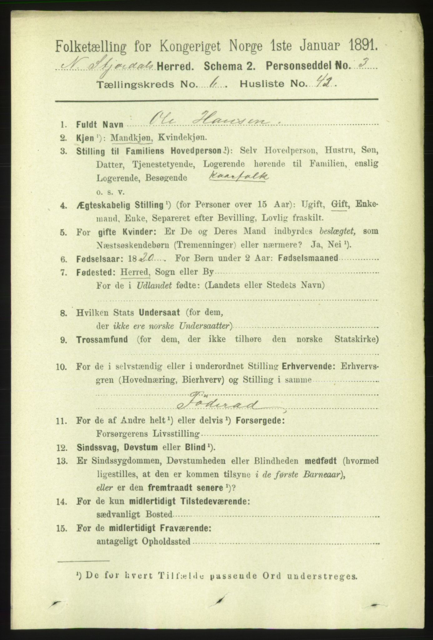 RA, 1891 census for 1714 Nedre Stjørdal, 1891, p. 2816