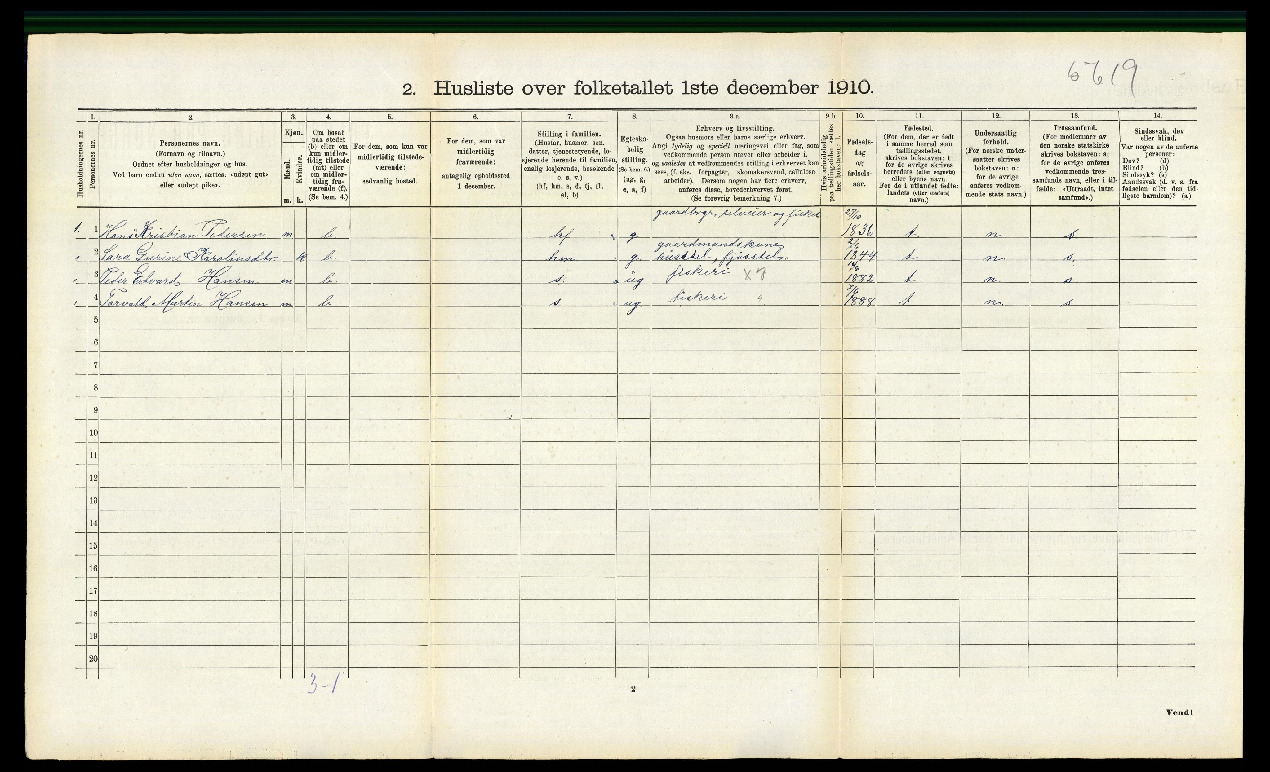 RA, 1910 census for Nesna, 1910, p. 561