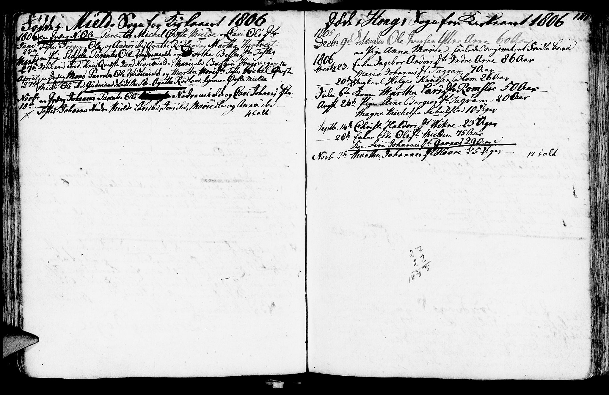 Haus sokneprestembete, AV/SAB-A-75601/H/Haa: Parish register (official) no. A 11, 1796-1816, p. 181