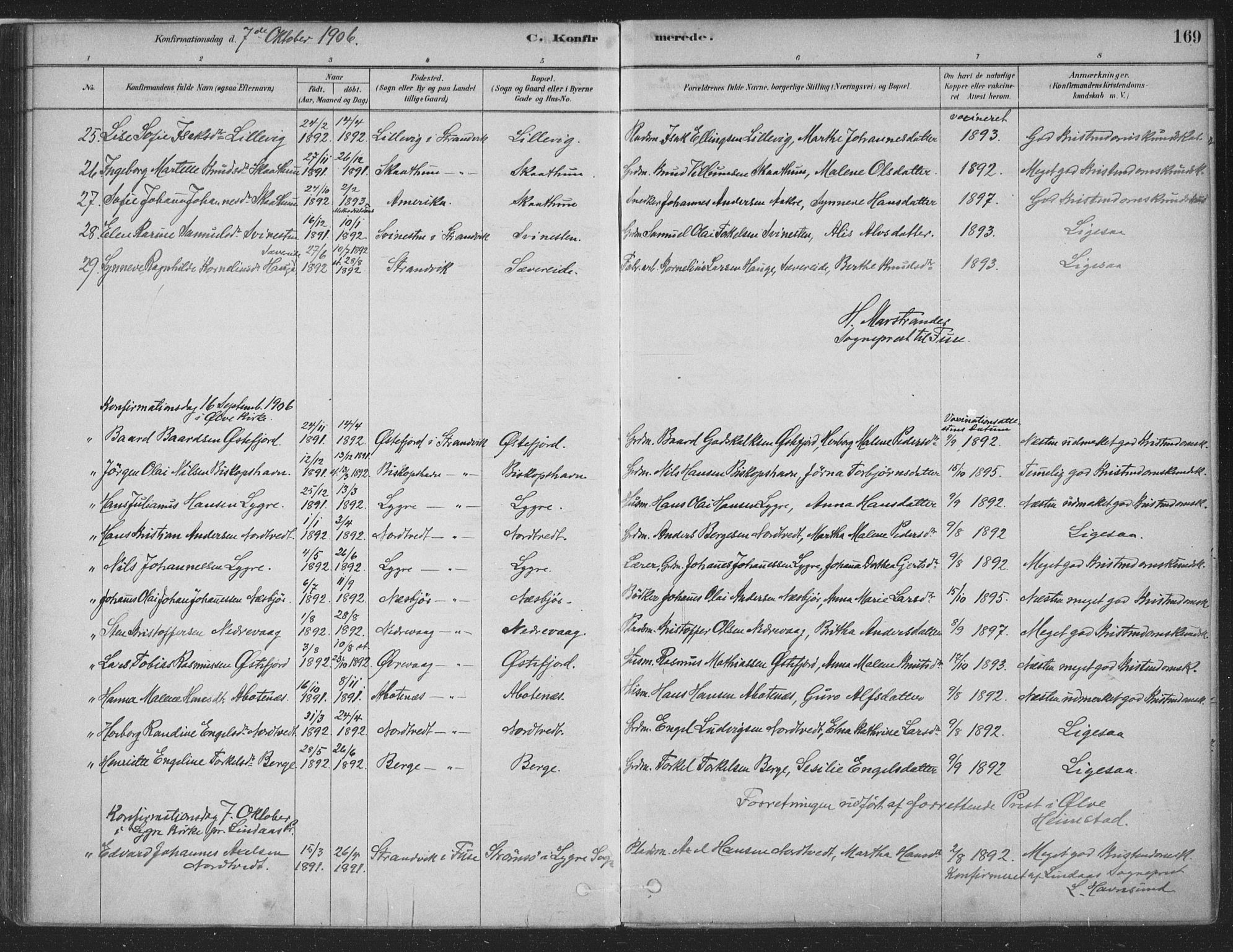 Fusa sokneprestembete, SAB/A-75401/H/Haa: Parish register (official) no. D 1, 1880-1938, p. 169