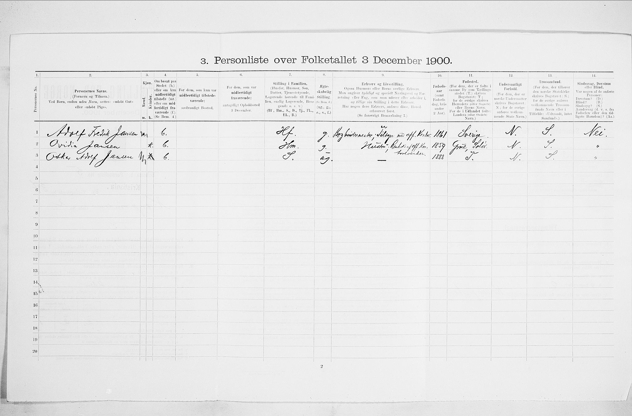 SAO, 1900 census for Kristiania, 1900, p. 49754