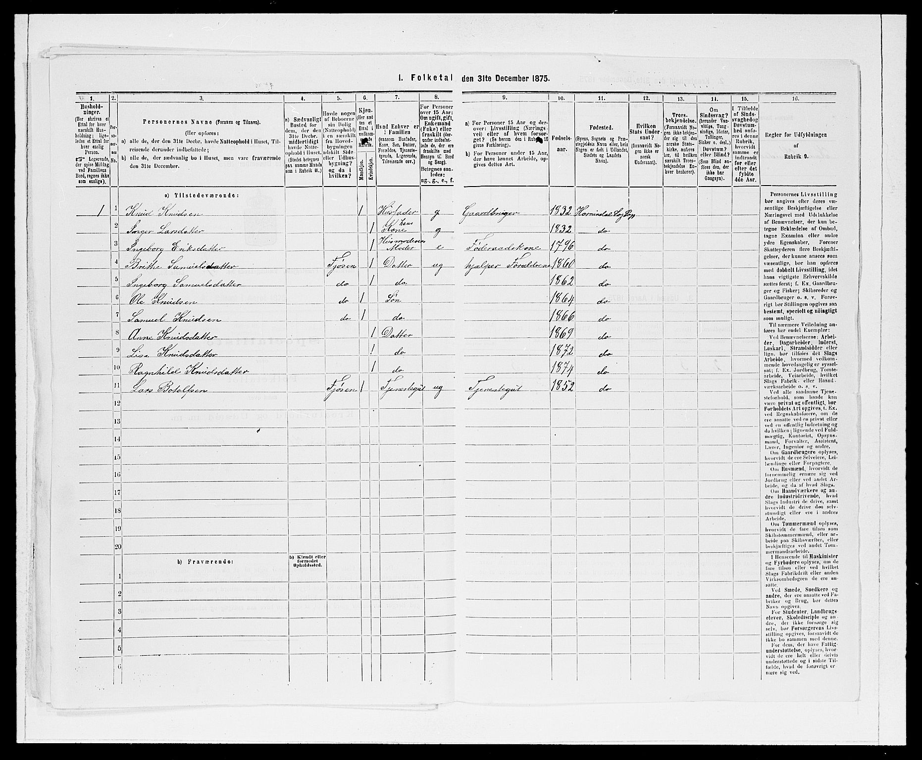 SAB, 1875 Census for 1444P Hornindal, 1875, p. 548