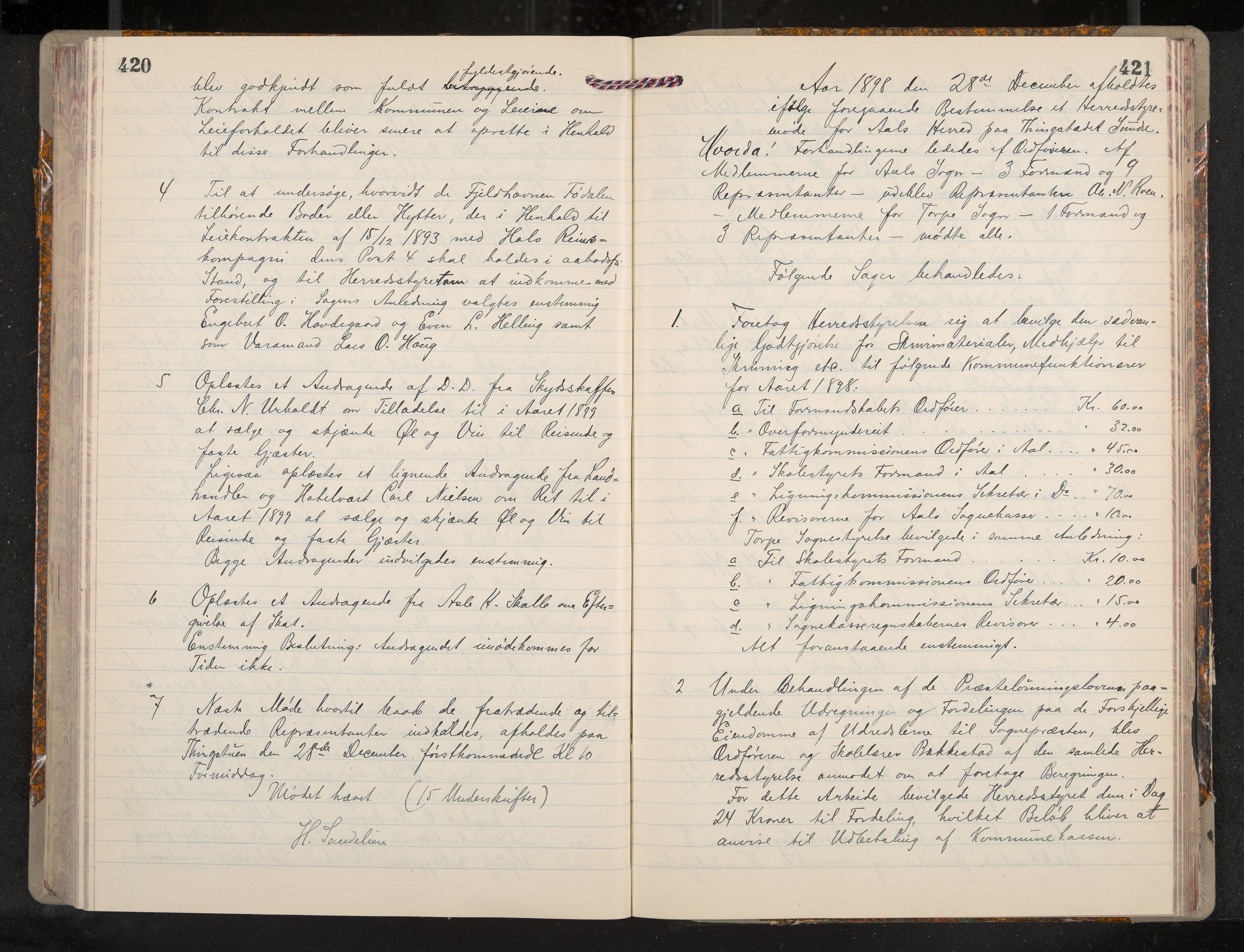 Ål formannskap og sentraladministrasjon, IKAK/0619021/A/Aa/L0004: Utskrift av møtebok, 1881-1901, p. 420-421