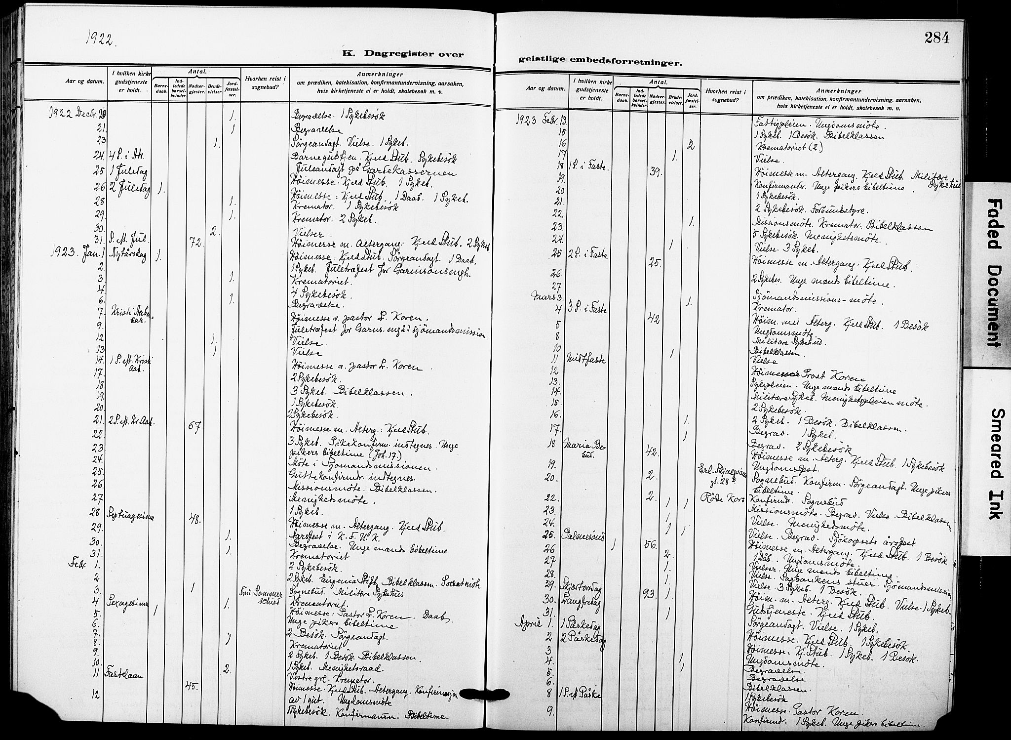 Garnisonsmenigheten Kirkebøker, SAO/A-10846/F/Fa/L0016: Parish register (official) no. 16, 1922-1930, p. 284