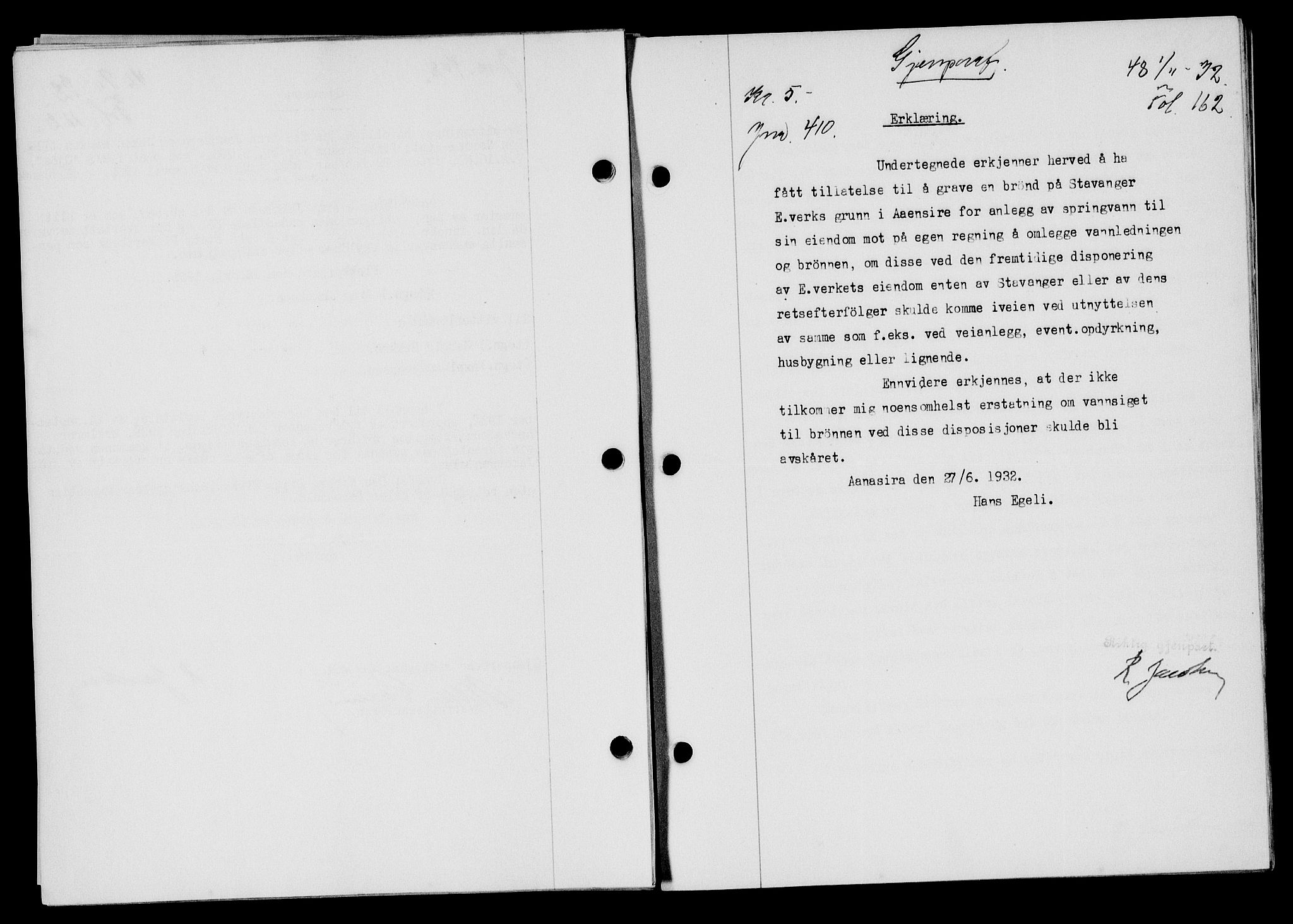 Flekkefjord sorenskriveri, SAK/1221-0001/G/Gb/Gba/L0047: Mortgage book no. 45, 1931-1932, Deed date: 15.11.1932