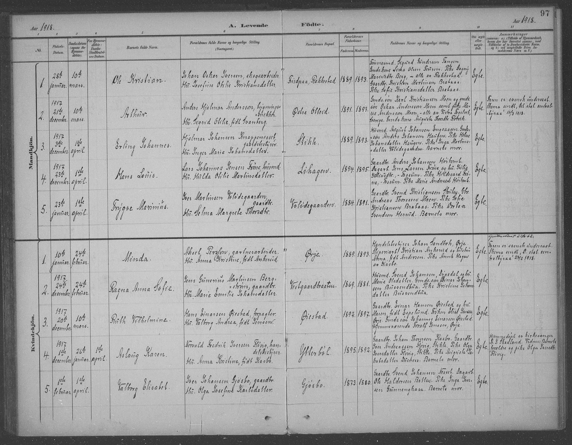 Aremark prestekontor Kirkebøker, SAO/A-10899/F/Fb/L0005: Parish register (official) no. II 5, 1895-1919, p. 97