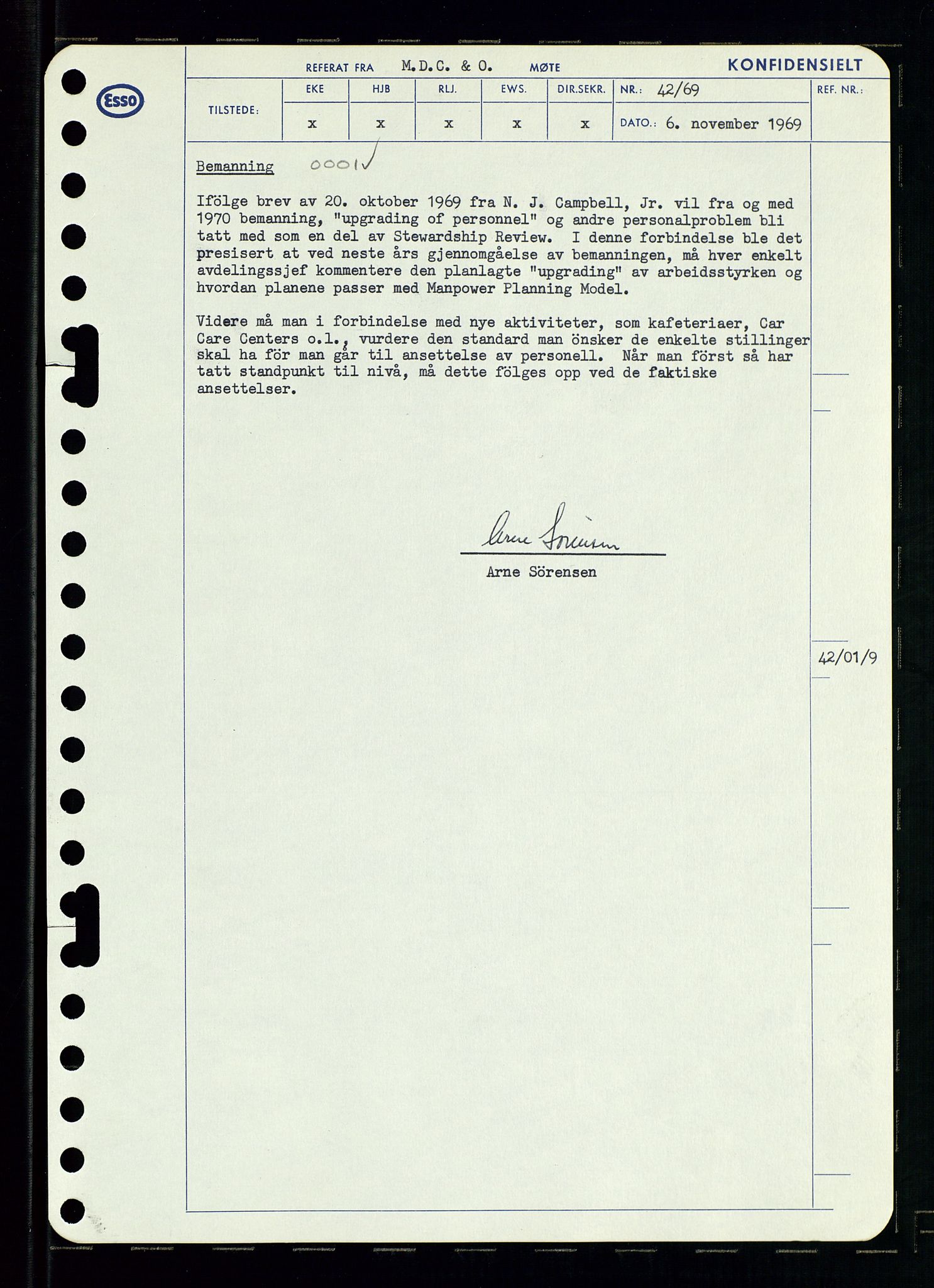 Pa 0982 - Esso Norge A/S, SAST/A-100448/A/Aa/L0003/0001: Den administrerende direksjon Board minutes (styrereferater) og Bedriftforsamlingsprotokoll / Den administrerende direksjon Board minutes (styrereferater), 1969, p. 190