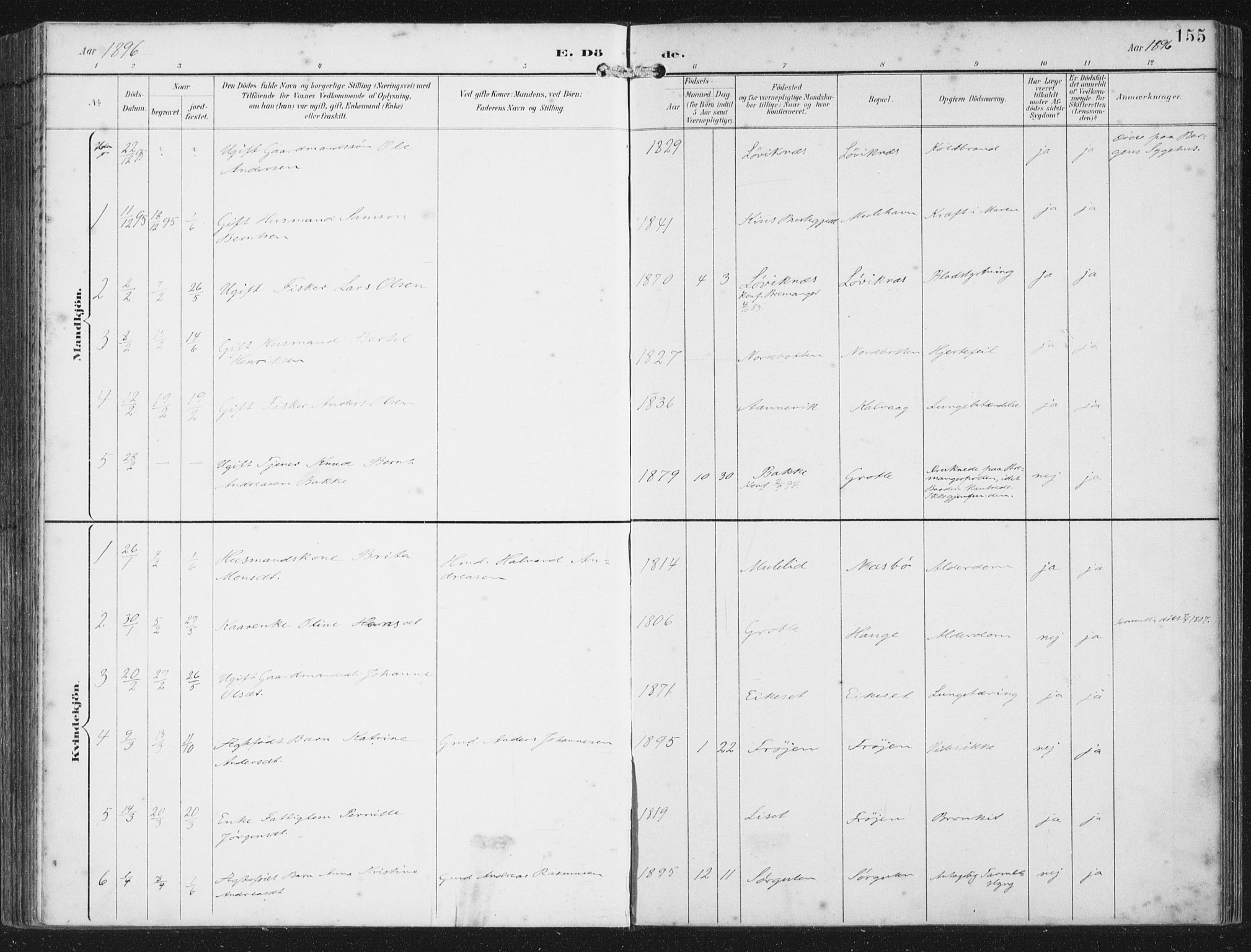 Bremanger sokneprestembete, AV/SAB-A-82201/H/Haa/Haab/L0002: Parish register (official) no. B  2, 1896-1908, p. 155