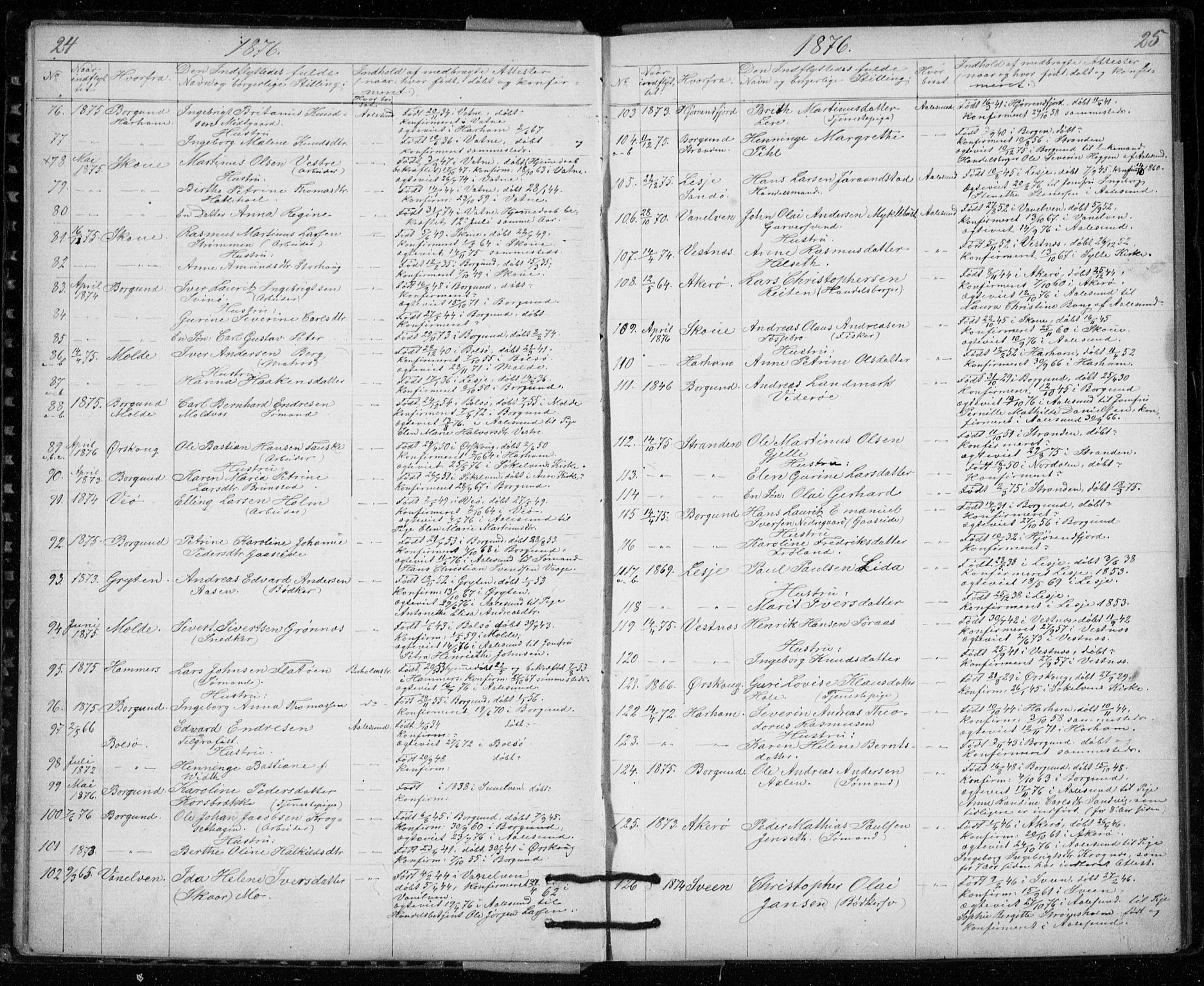 Ministerialprotokoller, klokkerbøker og fødselsregistre - Møre og Romsdal, AV/SAT-A-1454/529/L0481: Parish register (copy) no. 529C18, 1873-1898, p. 24-25