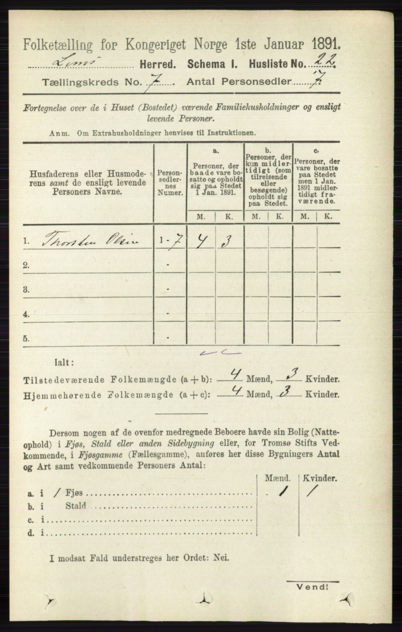 RA, 1891 census for 0514 Lom, 1891, p. 2781