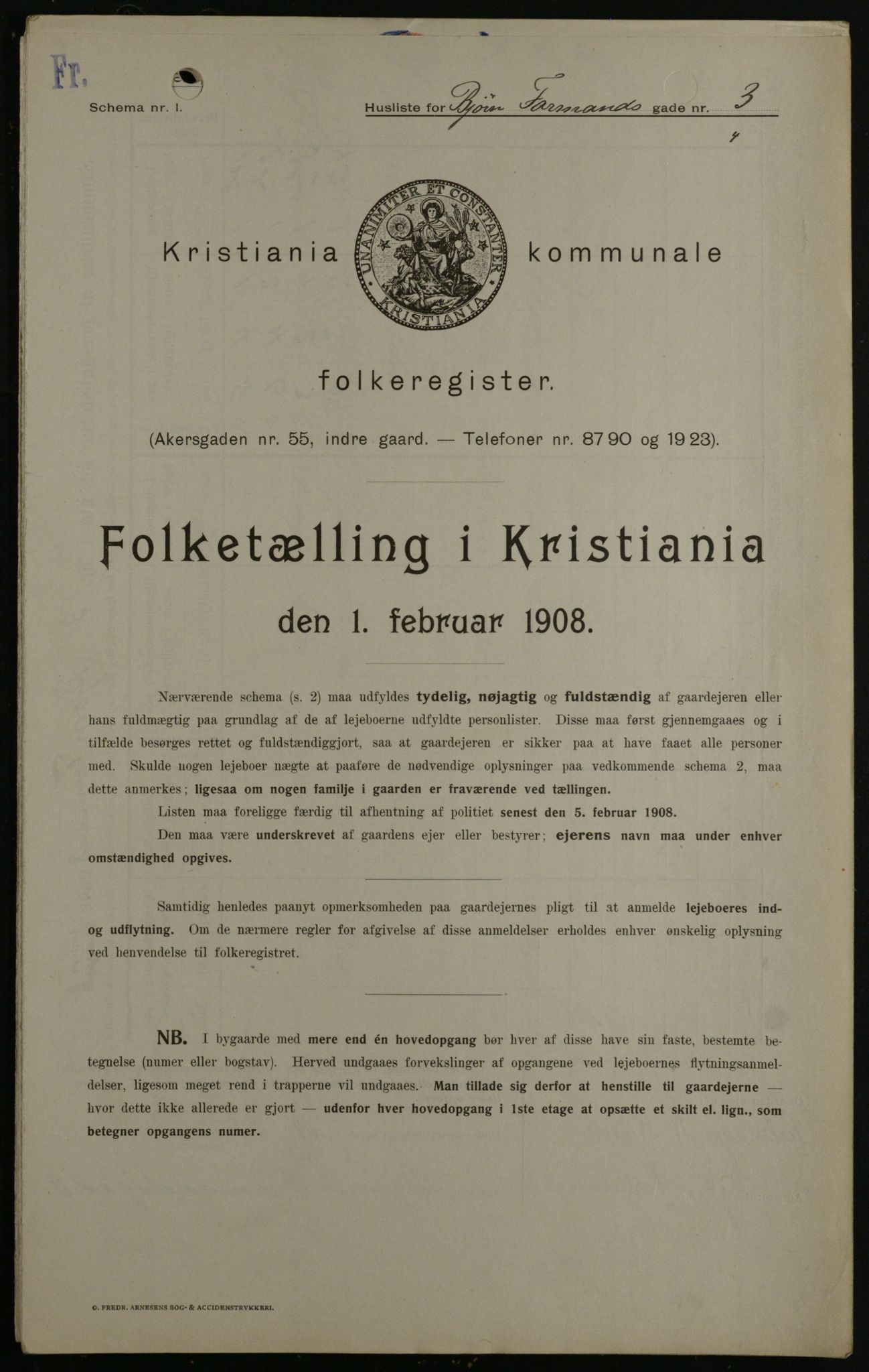 OBA, Municipal Census 1908 for Kristiania, 1908, p. 6436