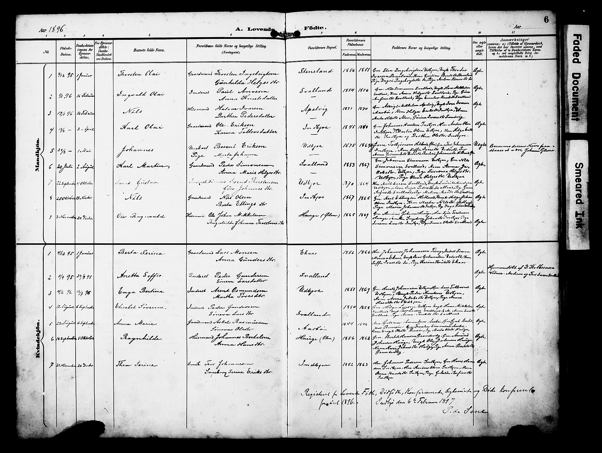 Ølen Sokneprestembete, AV/SAB-A-79201/H/Hab: Parish register (copy) no. B 1, 1895-1930, p. 6