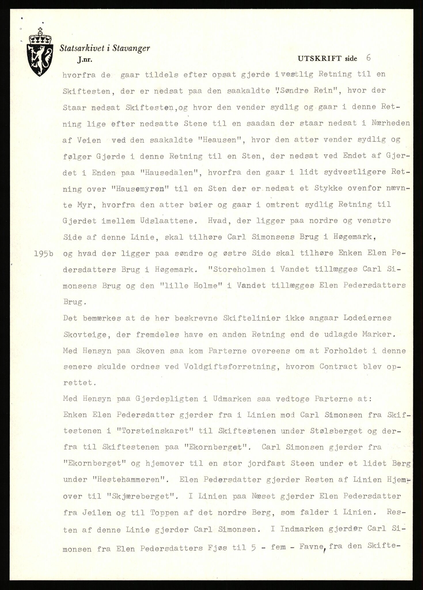 Statsarkivet i Stavanger, SAST/A-101971/03/Y/Yj/L0032: Avskrifter sortert etter gårdsnavn: Hauge øvre - Hausken, 1750-1930, p. 87