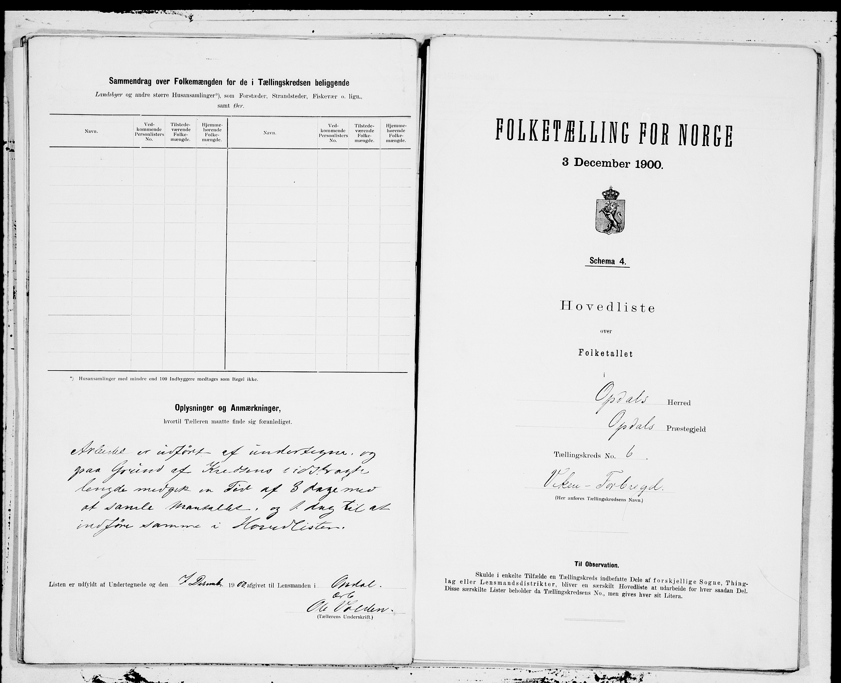 SAT, 1900 census for Oppdal, 1900, p. 12