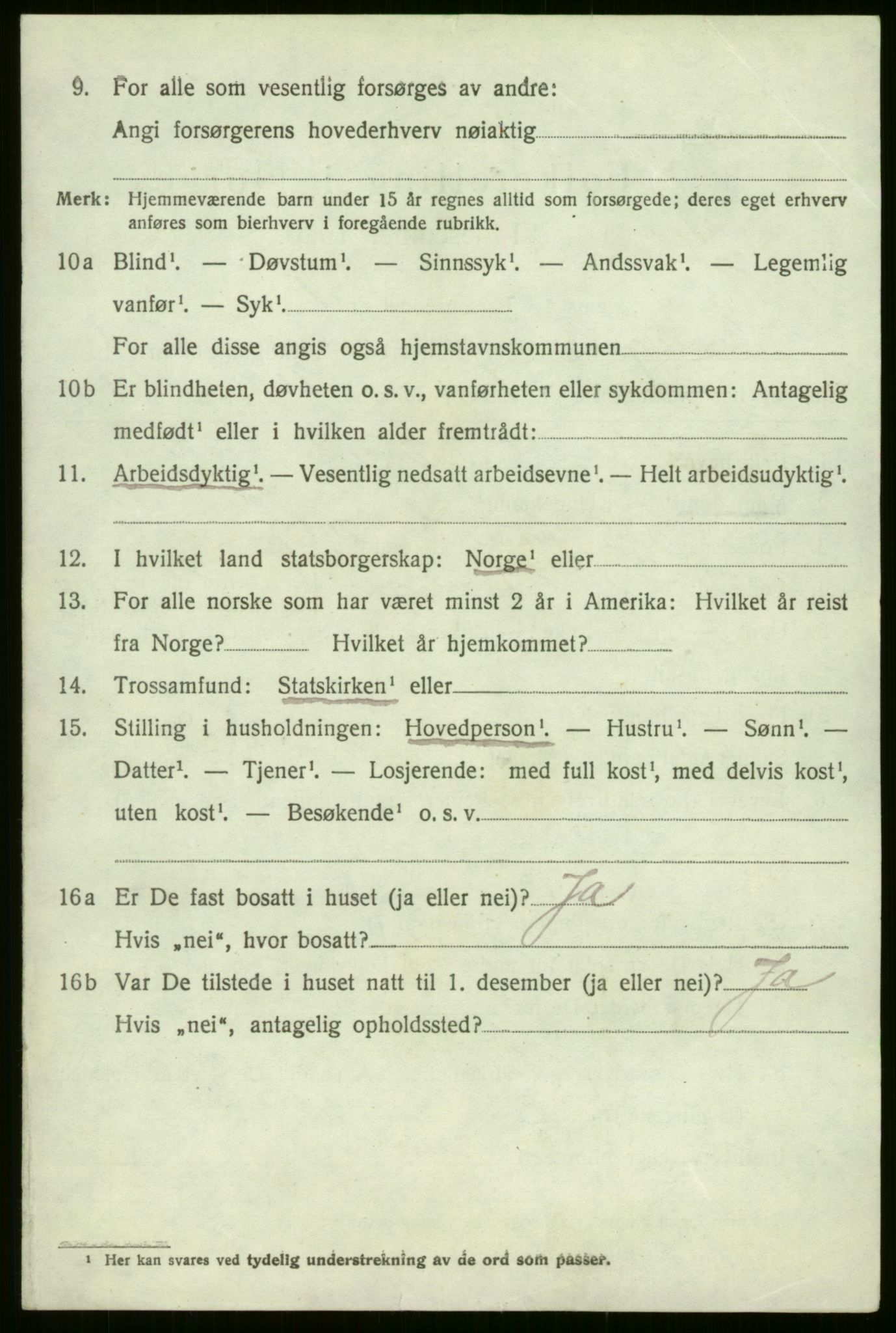 SAB, 1920 census for Evanger, 1920, p. 1910