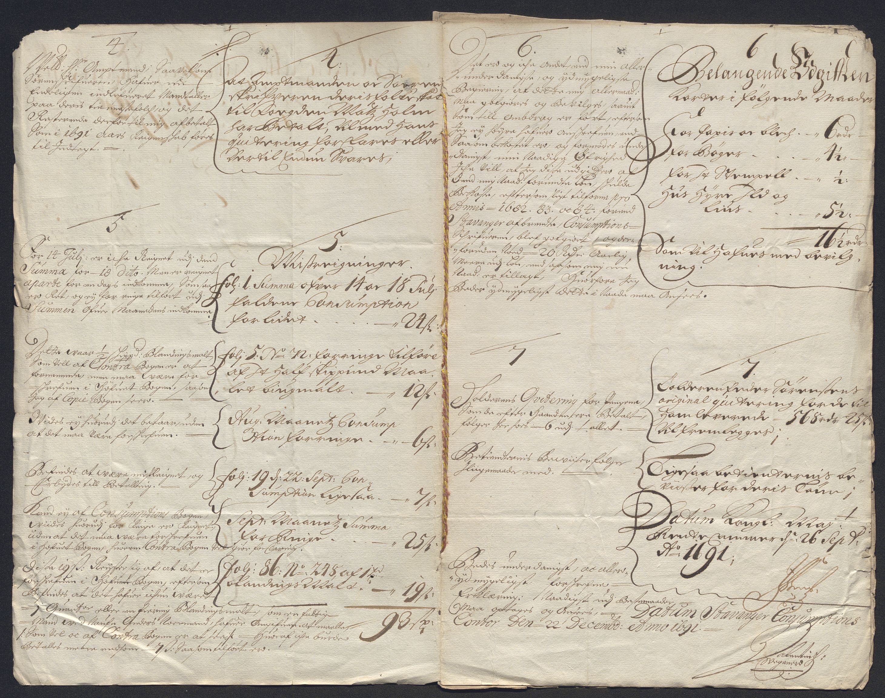 Rentekammeret inntil 1814, Reviderte regnskaper, Byregnskaper, AV/RA-EA-4066/R/Ro/L0333: [O25] Konsumpsjonsregnskap, 1690-1704, p. 77