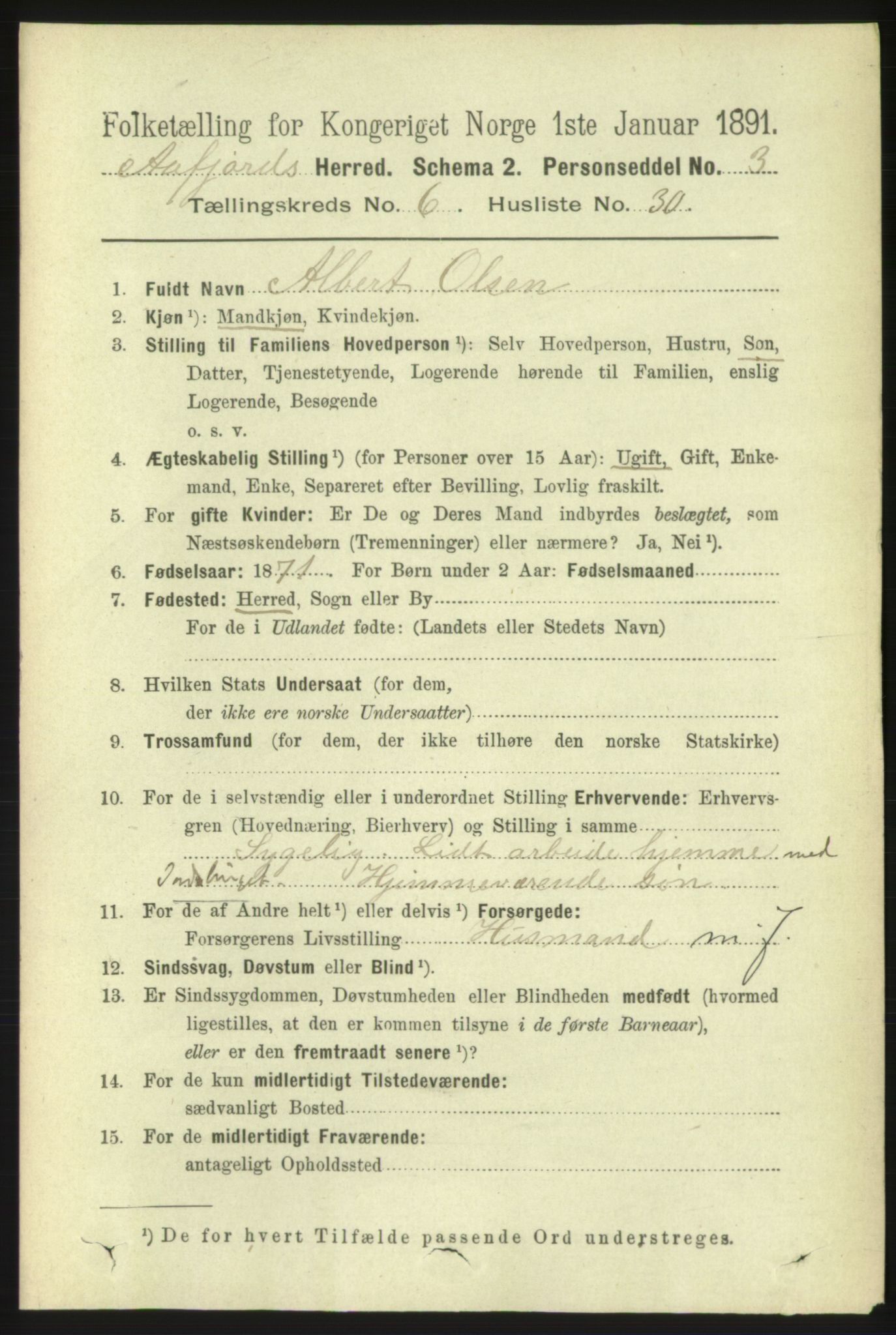 RA, 1891 census for 1630 Åfjord, 1891, p. 1660