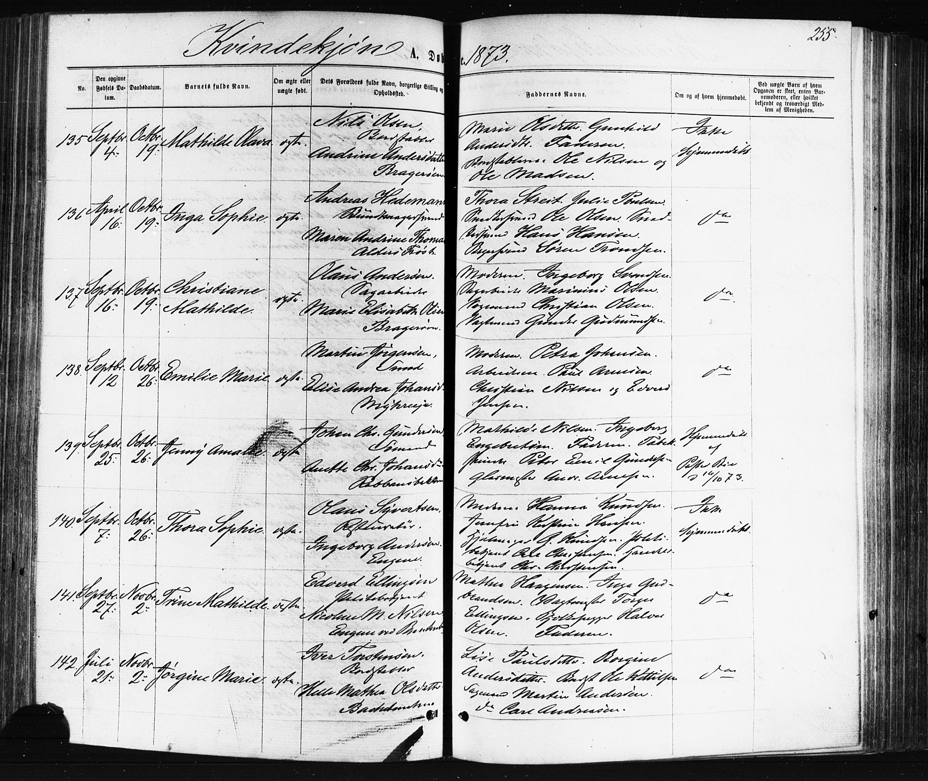 Bragernes kirkebøker, AV/SAKO-A-6/F/Fb/L0004: Parish register (official) no. II 4, 1869-1875, p. 255