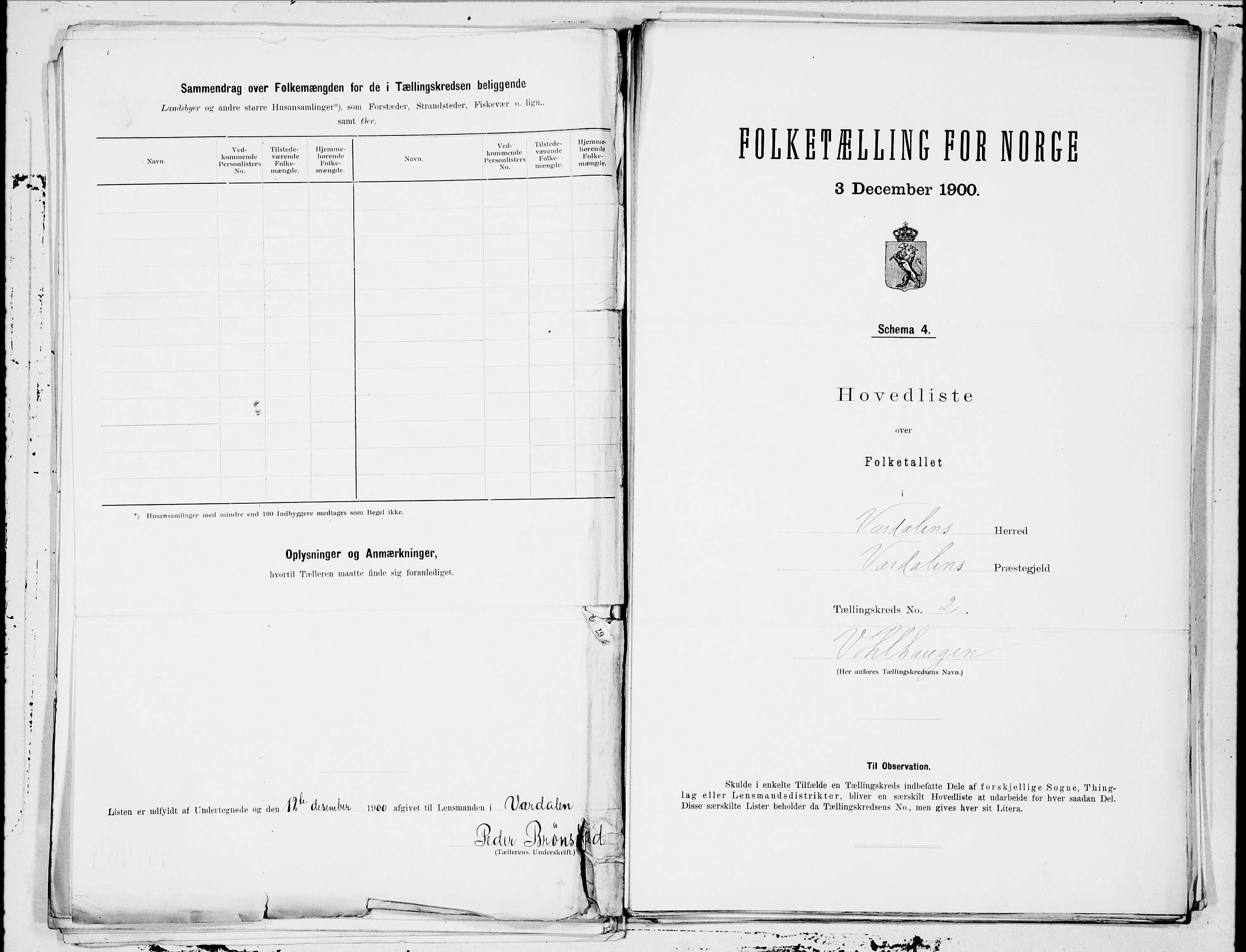 SAT, 1900 census for Verdal, 1900, p. 4