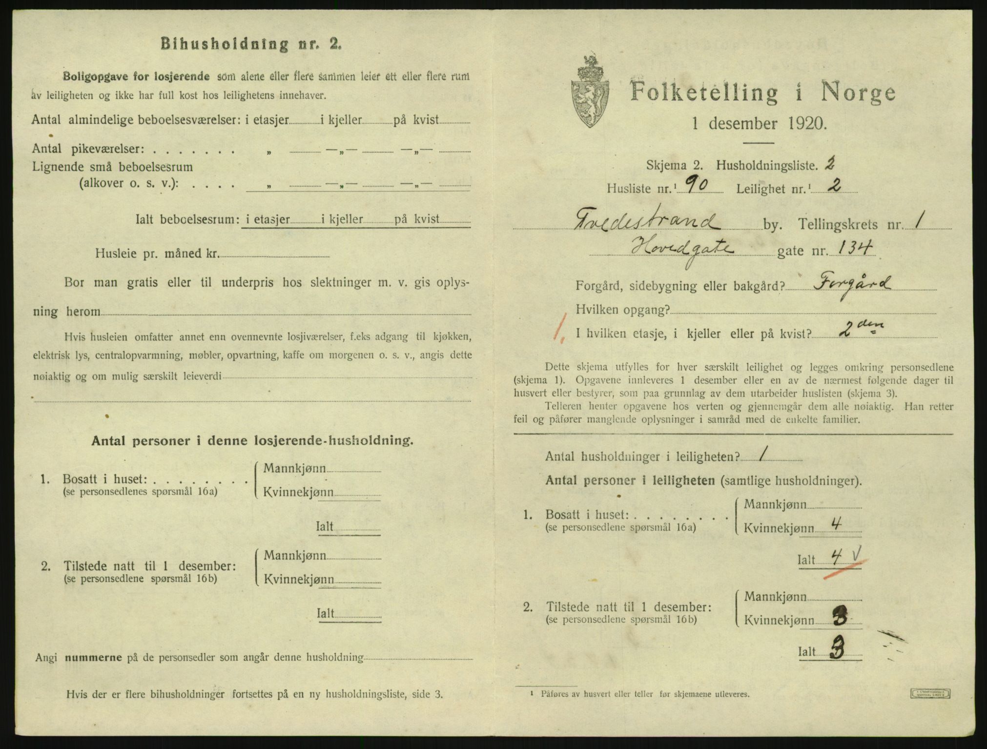 SAK, 1920 census for Tvedestrand, 1920, p. 867