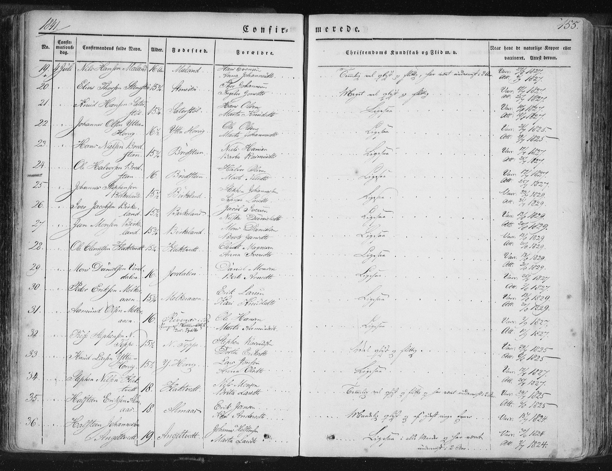 Hamre sokneprestembete, AV/SAB-A-75501/H/Ha/Haa/Haaa/L0012: Parish register (official) no. A 12, 1834-1845, p. 155