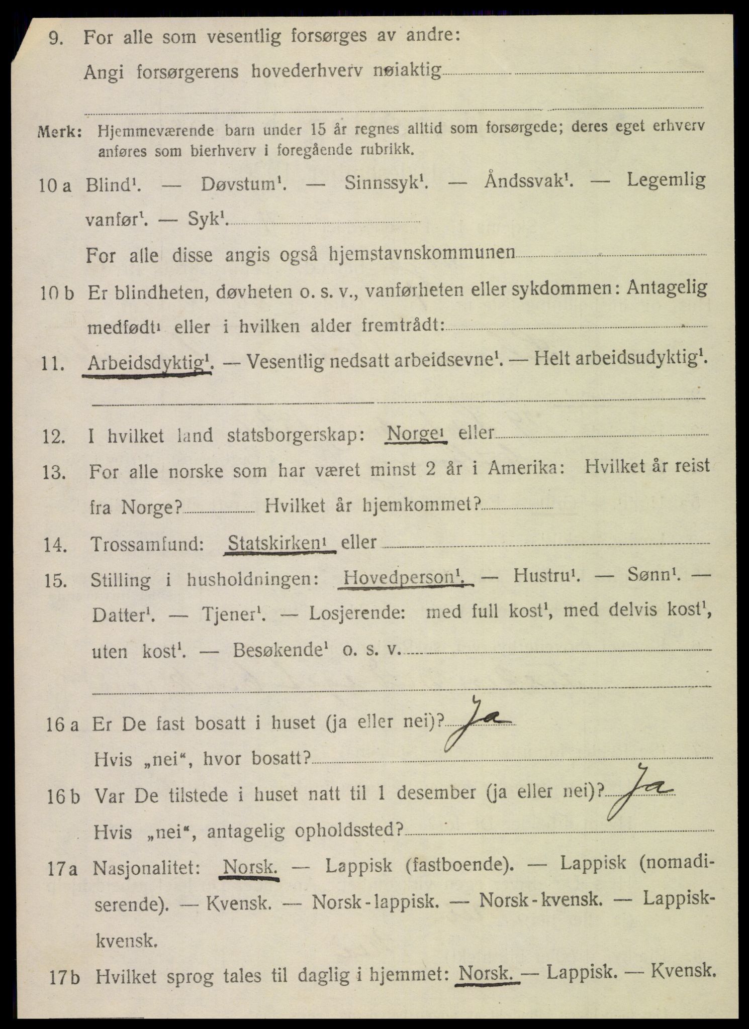 SAT, 1920 census for Vega, 1920, p. 2966