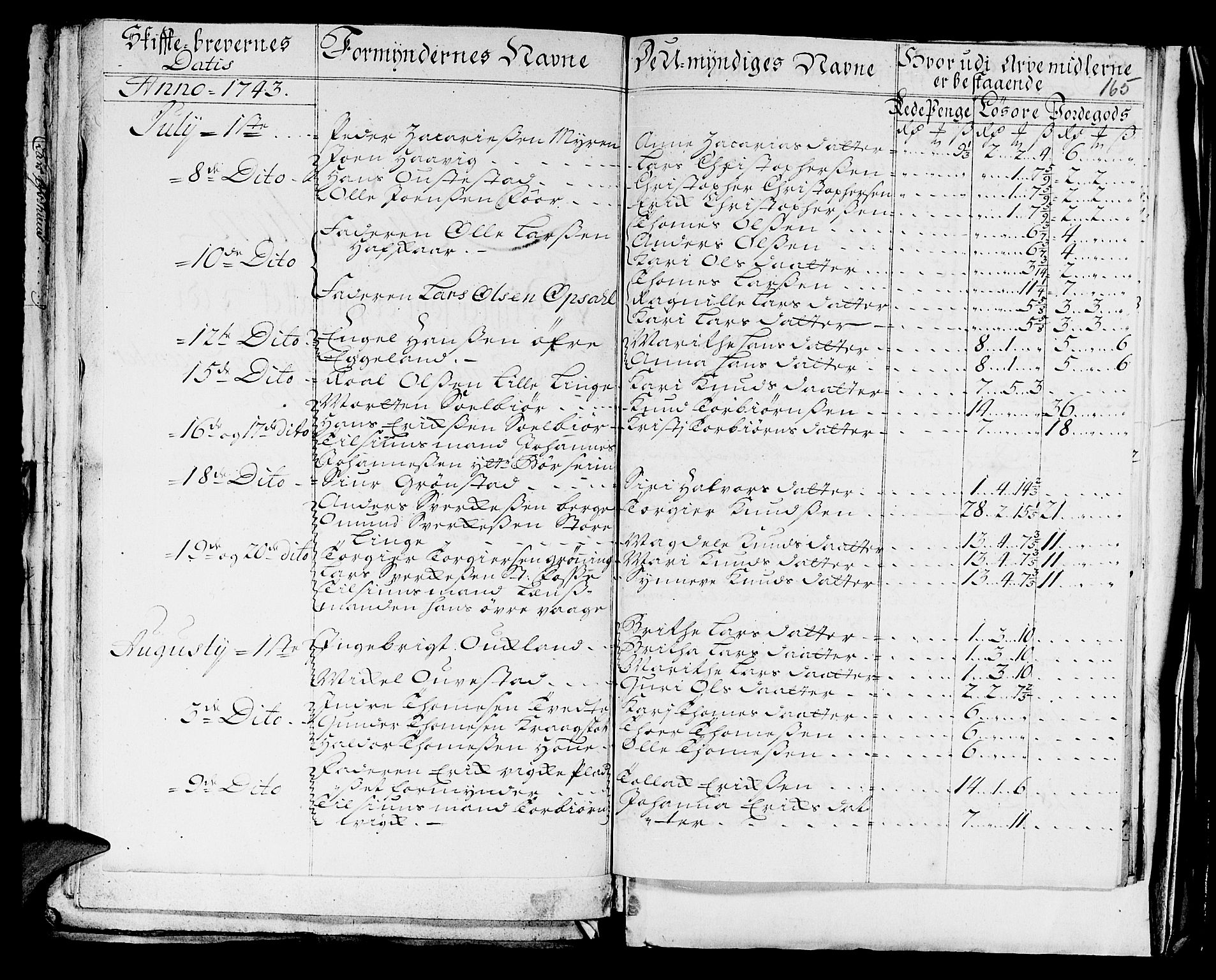 Sunnhordland sorenskrivar, AV/SAB-A-2401/1/H/Ha/Haa, 1731-1745, p. 164b-165a