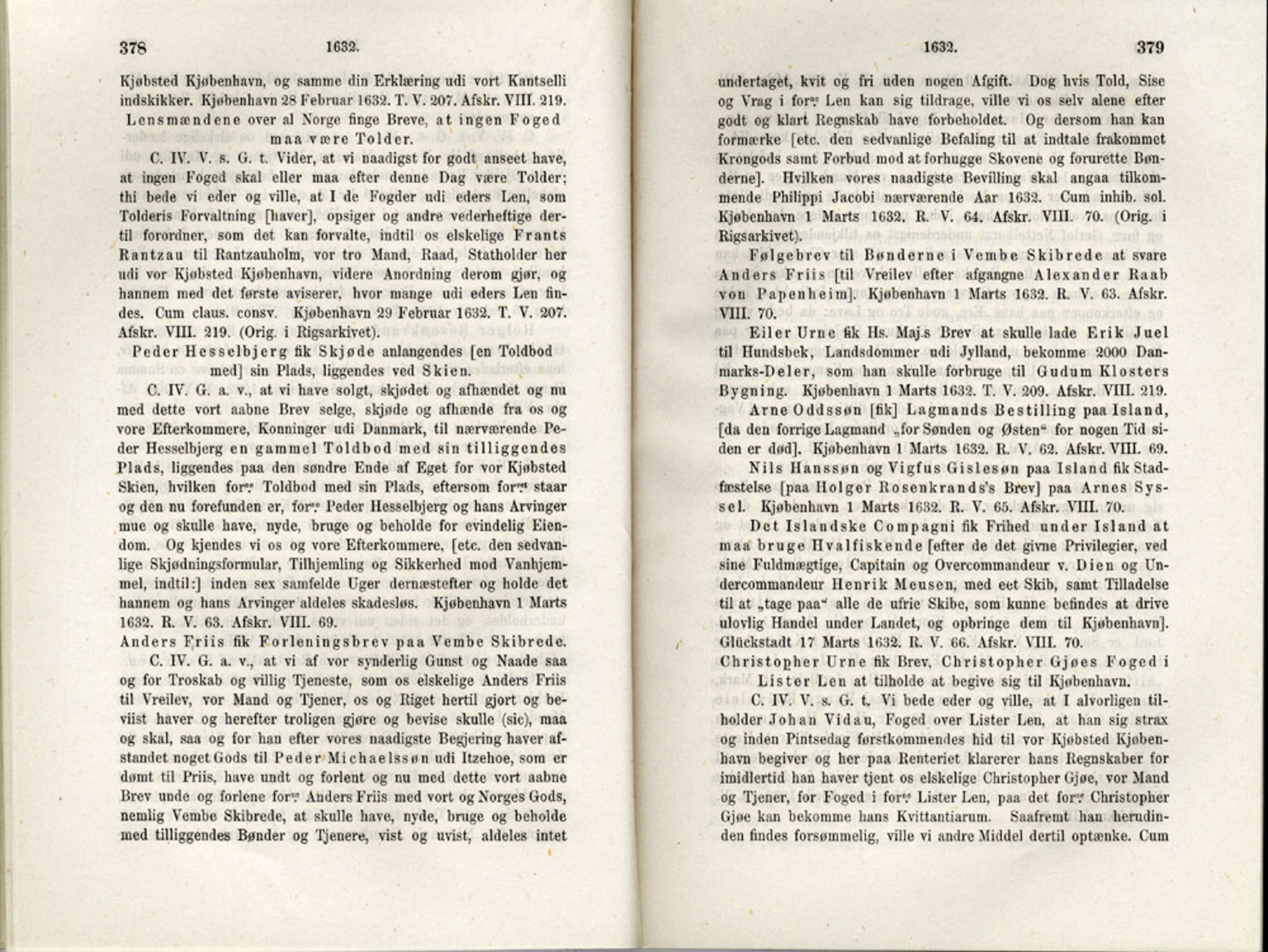 Publikasjoner utgitt av Det Norske Historiske Kildeskriftfond, PUBL/-/-/-: Norske Rigs-Registranter, bind 6, 1628-1634, p. 378-379