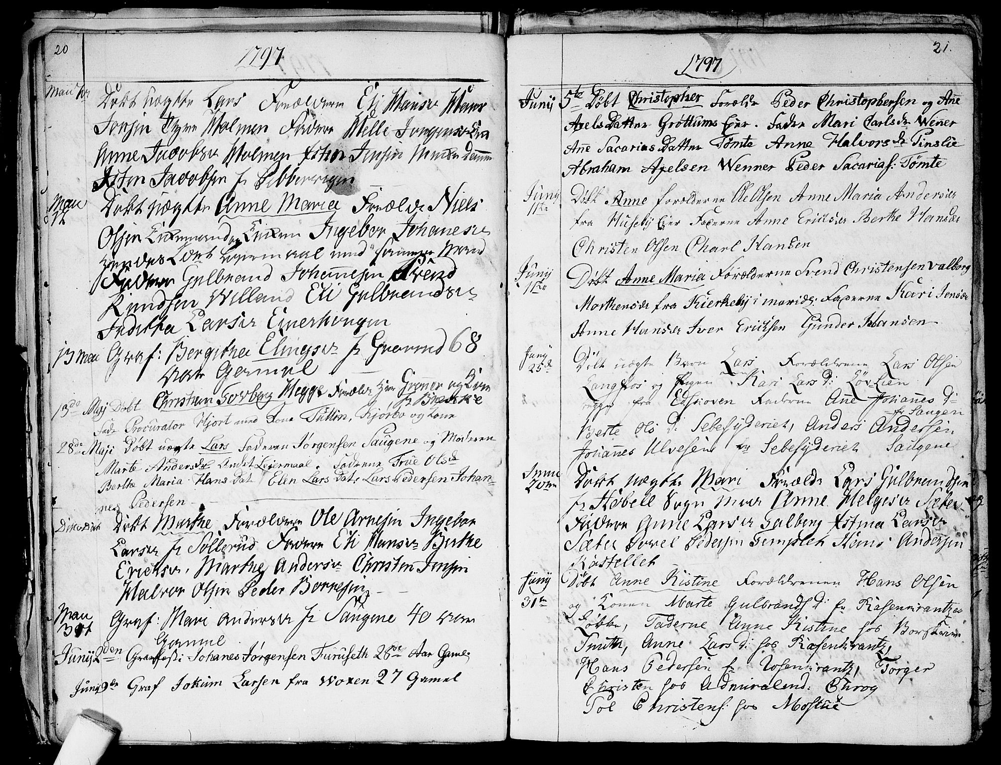 Aker prestekontor kirkebøker, AV/SAO-A-10861/G/L0001: Parish register (copy) no. 1, 1796-1826, p. 20-21