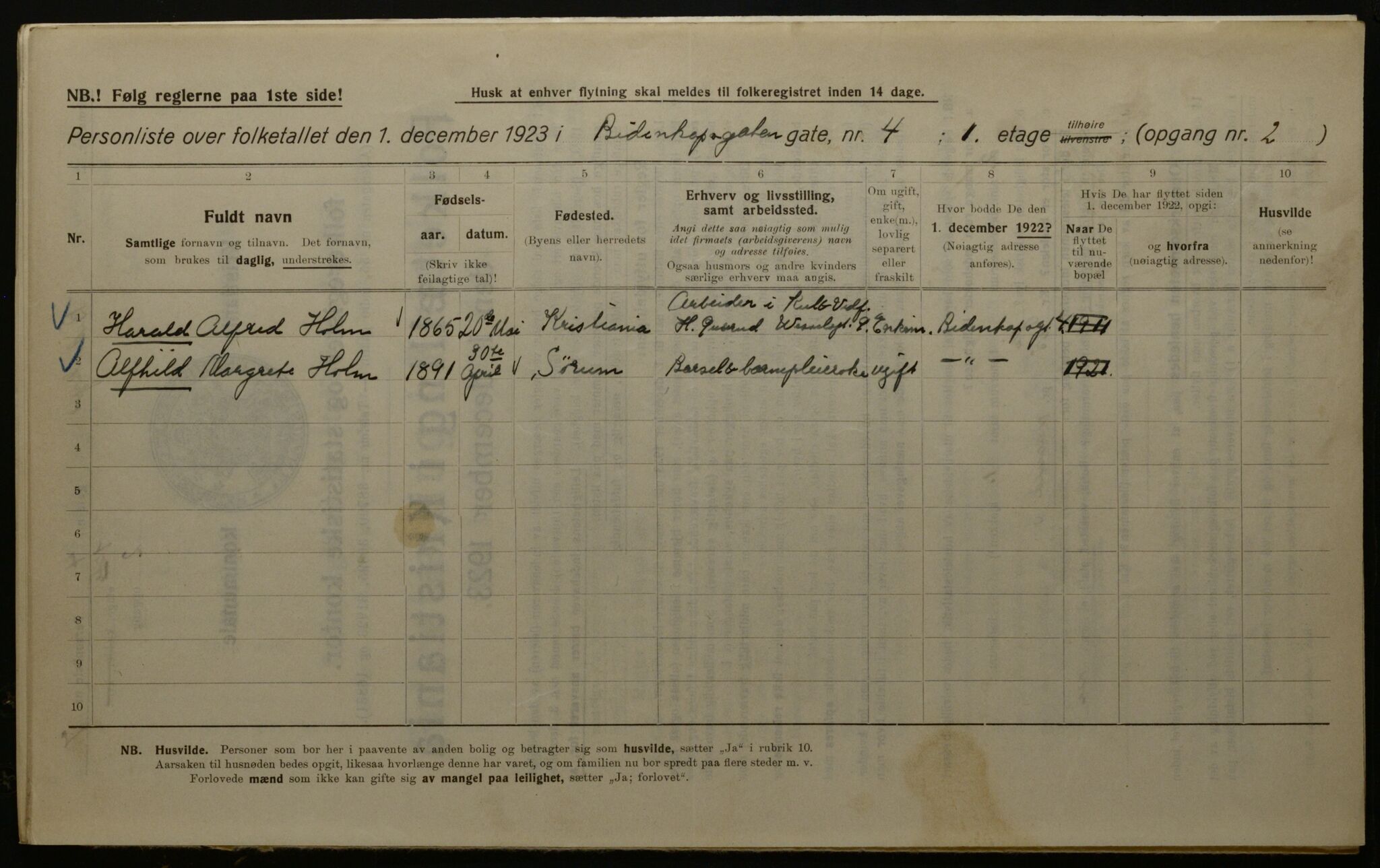 OBA, Municipal Census 1923 for Kristiania, 1923, p. 5783