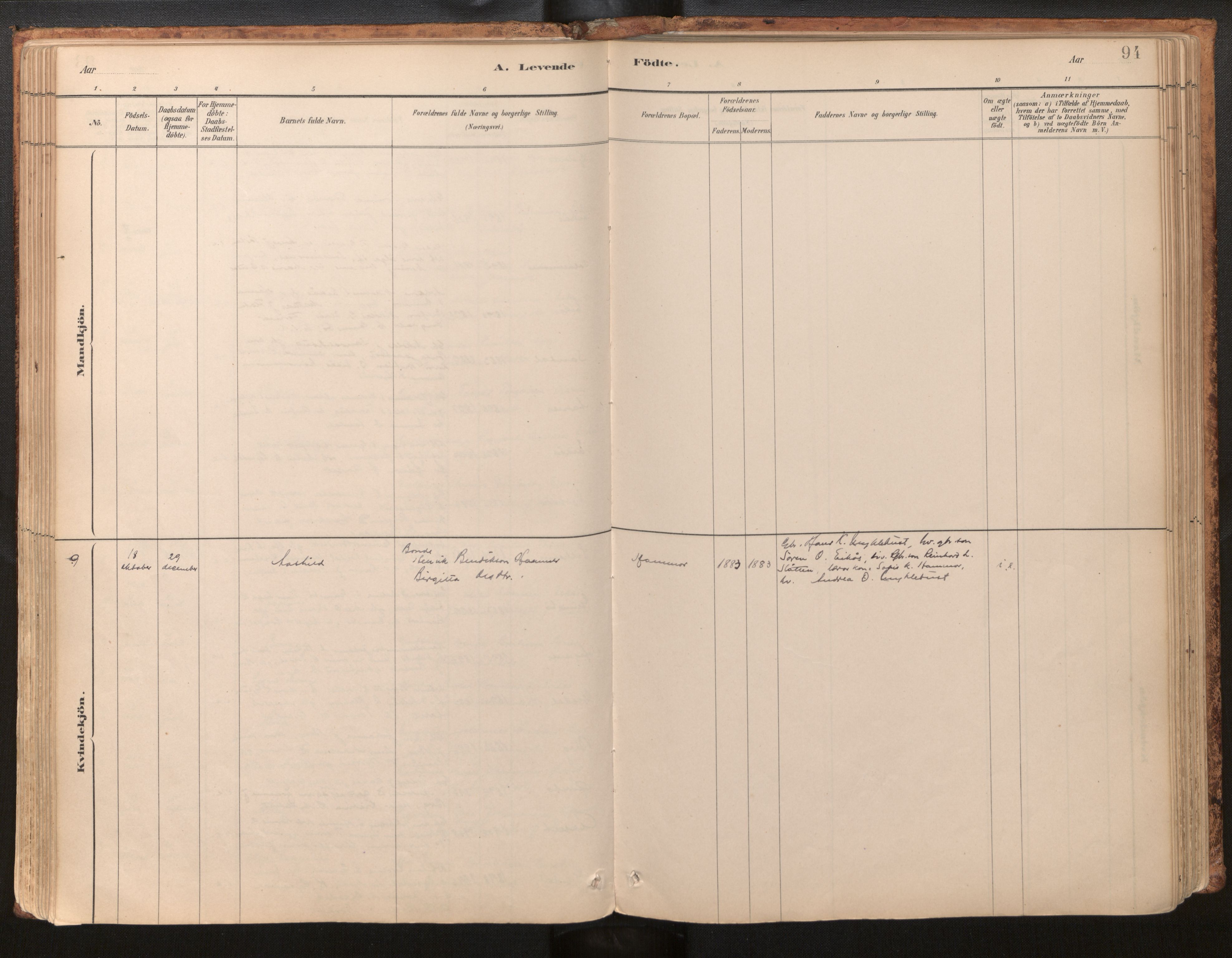 Jølster sokneprestembete, AV/SAB-A-80701/H/Haa/Haab/L0001: Parish register (official) no. B 1, 1882-1930, p. 94