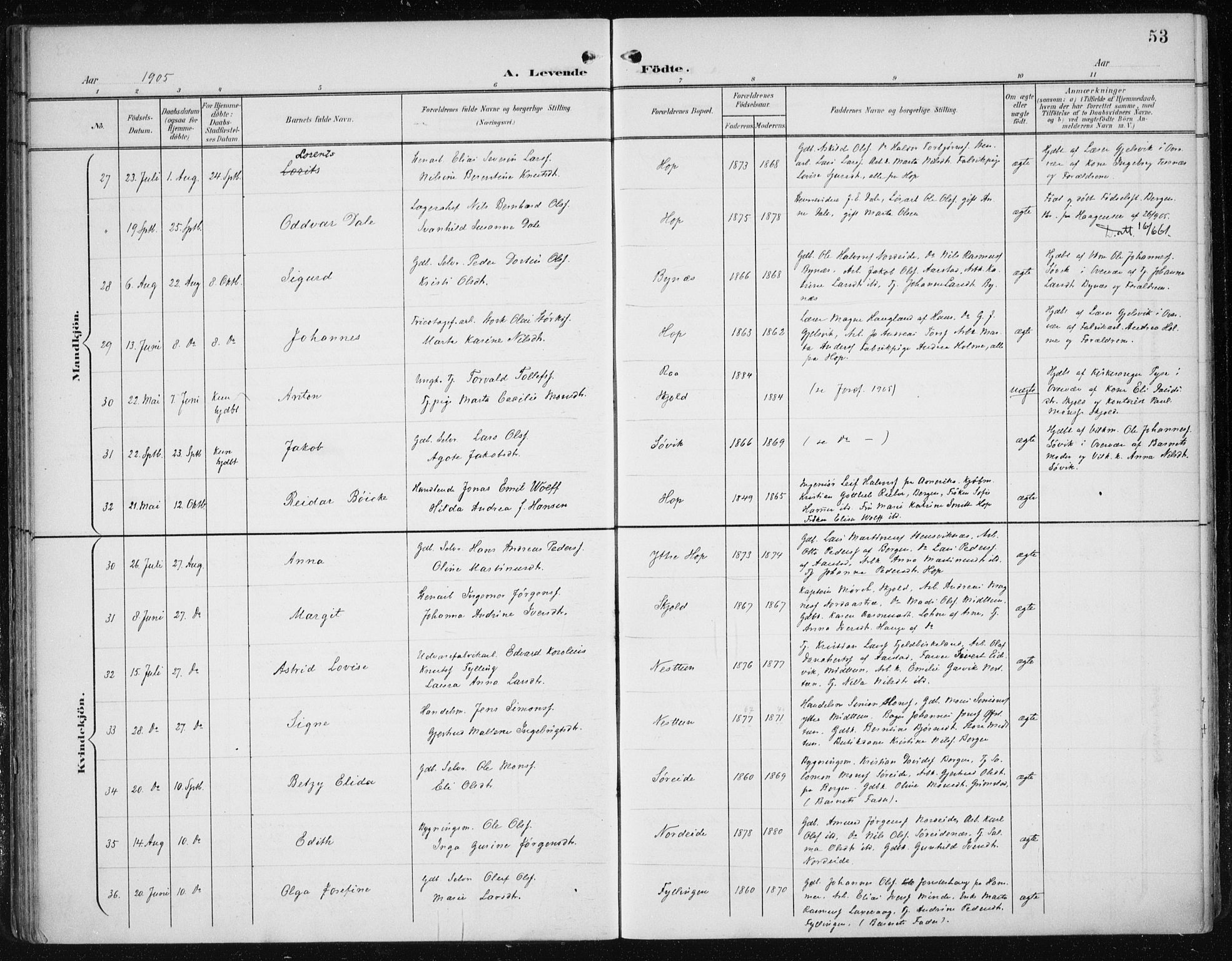 Fana Sokneprestembete, AV/SAB-A-75101/H/Haa/Haai/L0003: Parish register (official) no. I 3, 1900-1912, p. 53