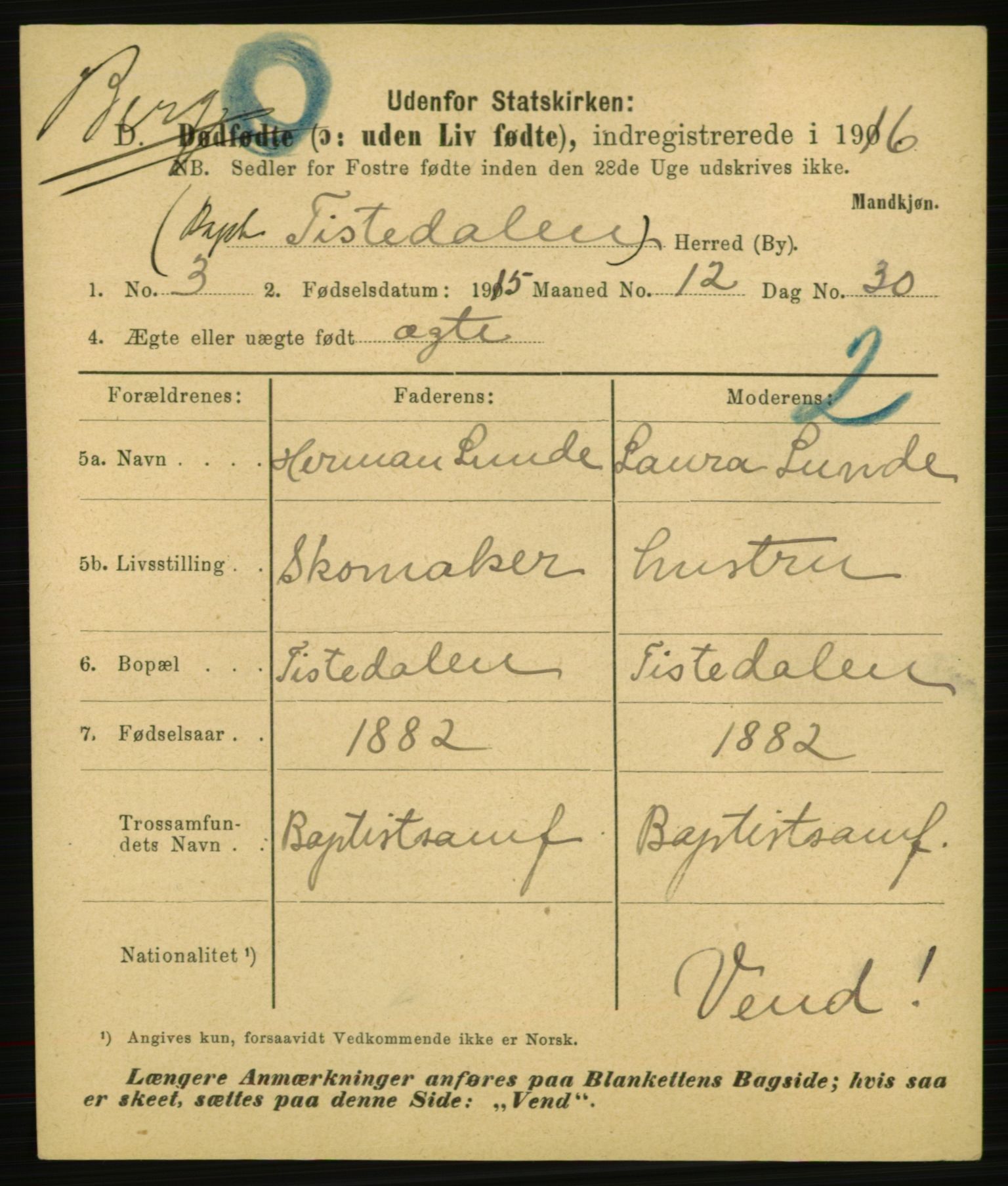 Statistisk sentralbyrå, Sosiodemografiske emner, Befolkning, AV/RA-S-2228/E/L0014: Fødte, gifte, døde dissentere., 1916, p. 4653