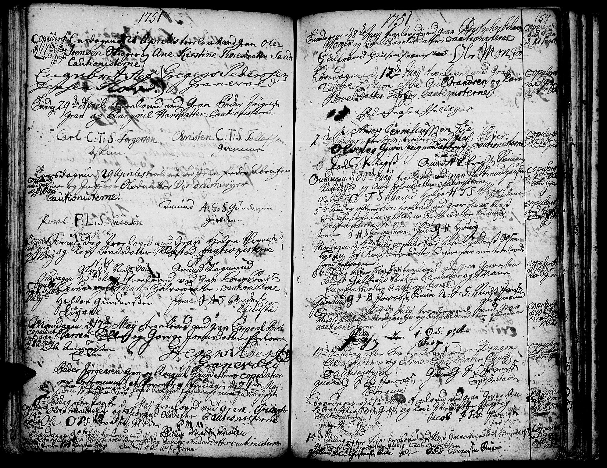 Gran prestekontor, AV/SAH-PREST-112/H/Ha/Haa/L0003: Parish register (official) no. 3, 1745-1758, p. 157