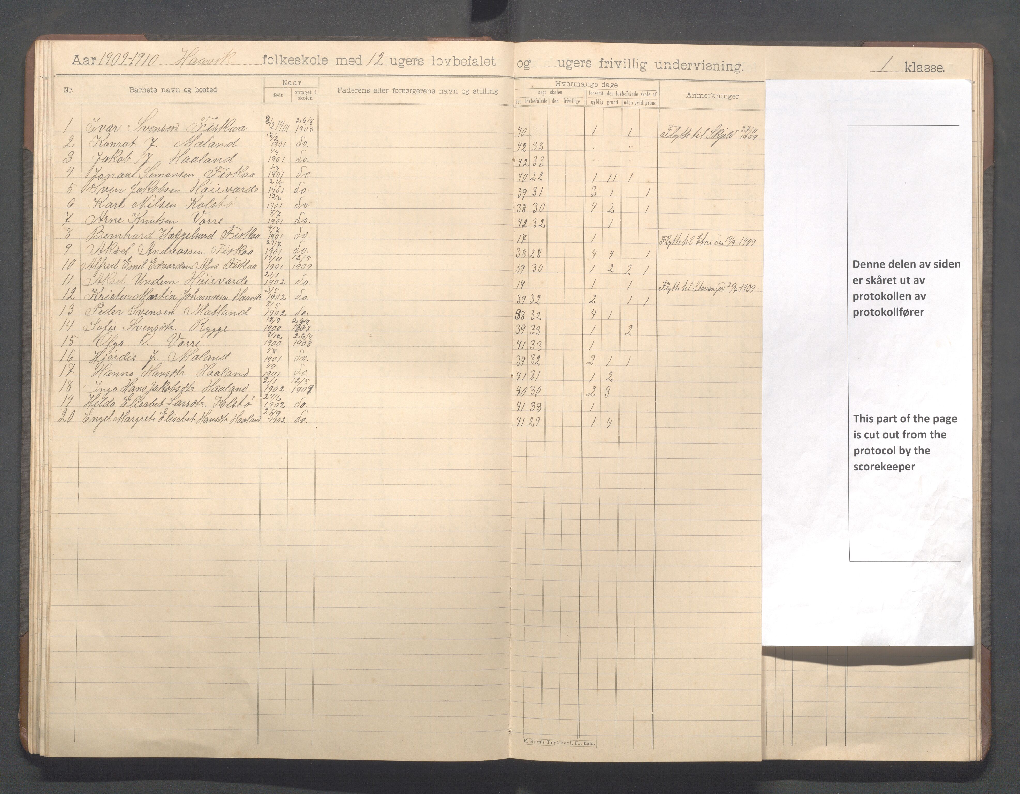 Avaldsnes kommune - Haavik skole, IKAR/K-101689/H/L0001: Skoleprotokoll, 1900-1916, p. 57