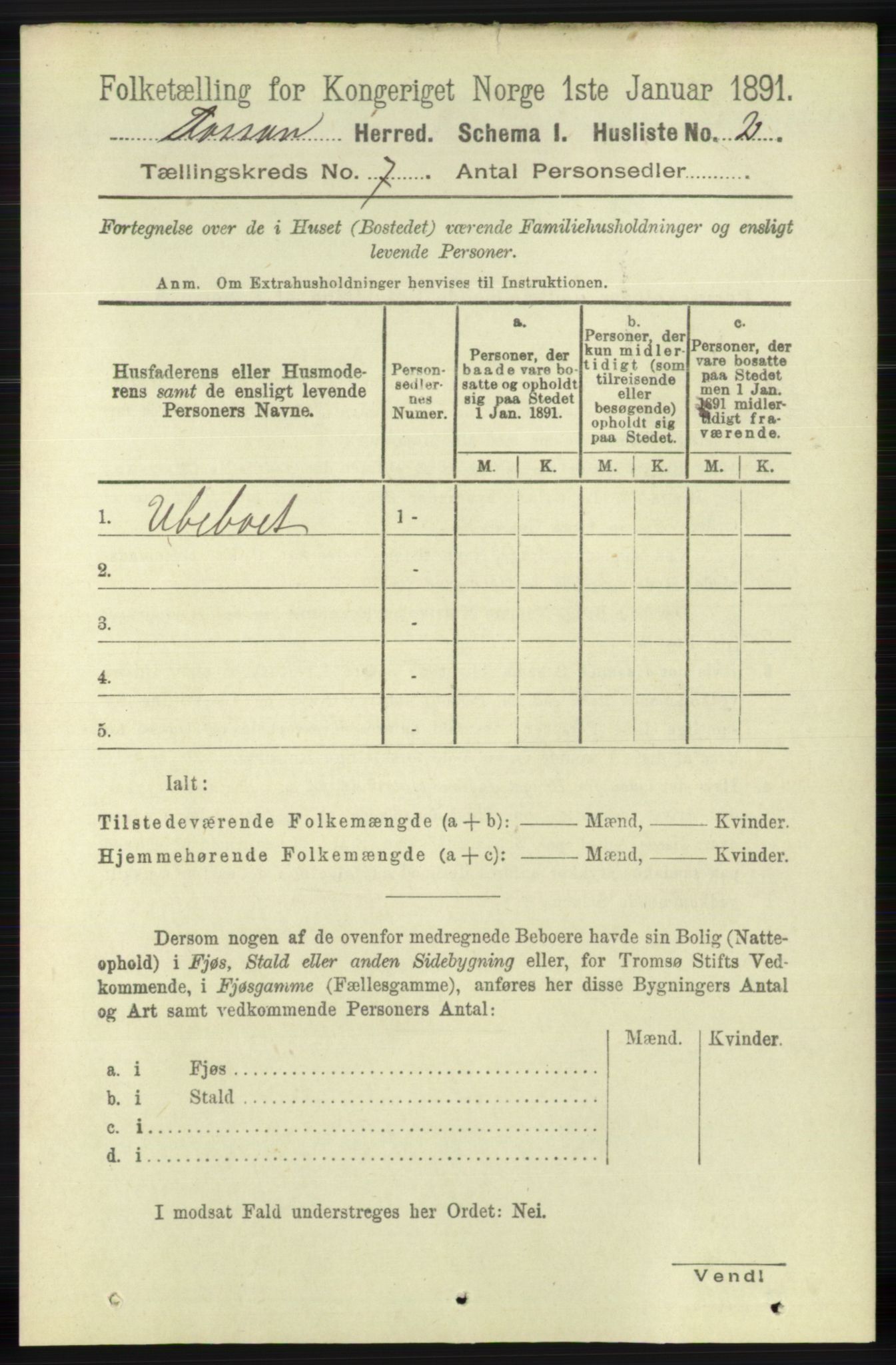 RA, 1891 census for 1129 Forsand, 1891, p. 1191