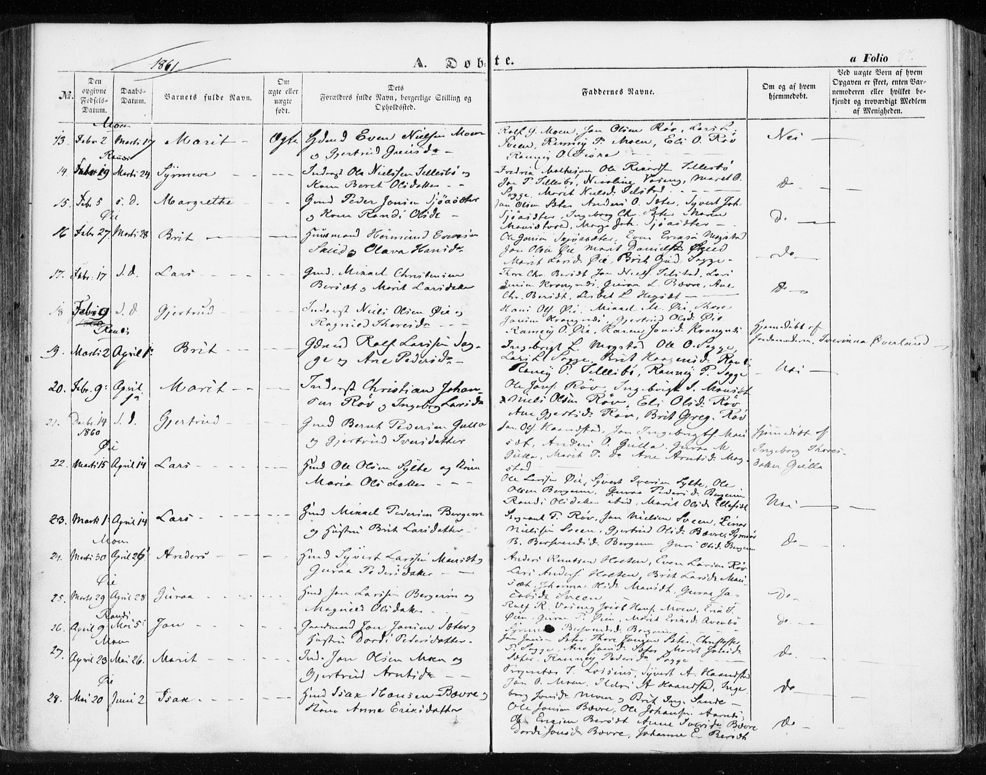 Ministerialprotokoller, klokkerbøker og fødselsregistre - Møre og Romsdal, AV/SAT-A-1454/595/L1044: Parish register (official) no. 595A06, 1852-1863, p. 87