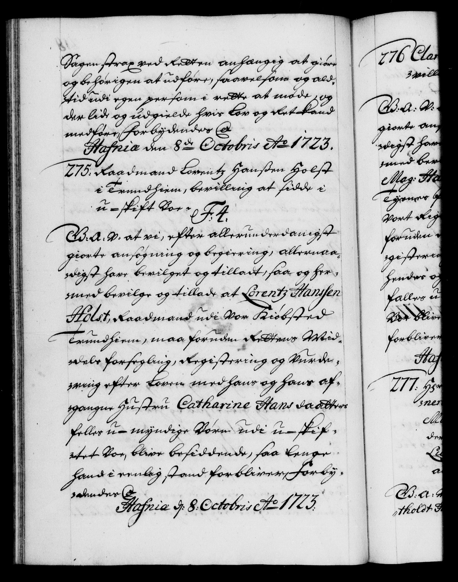 Danske Kanselli 1572-1799, AV/RA-EA-3023/F/Fc/Fca/Fcaa/L0024: Norske registre, 1723-1725, p. 218b