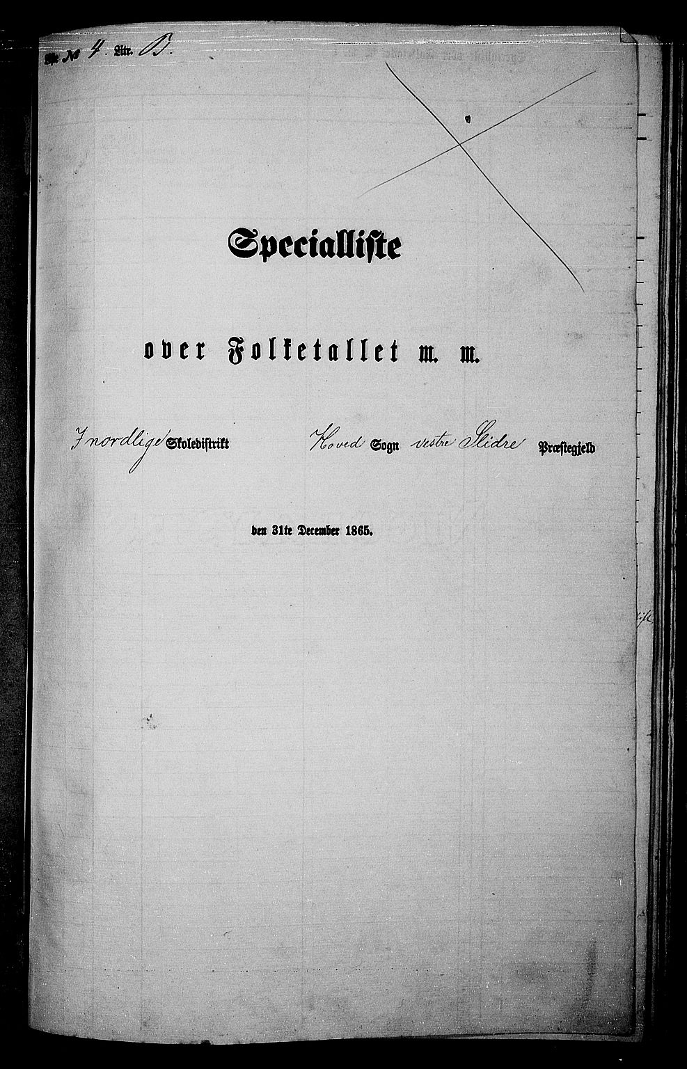 RA, 1865 census for Vestre Slidre, 1865, p. 70